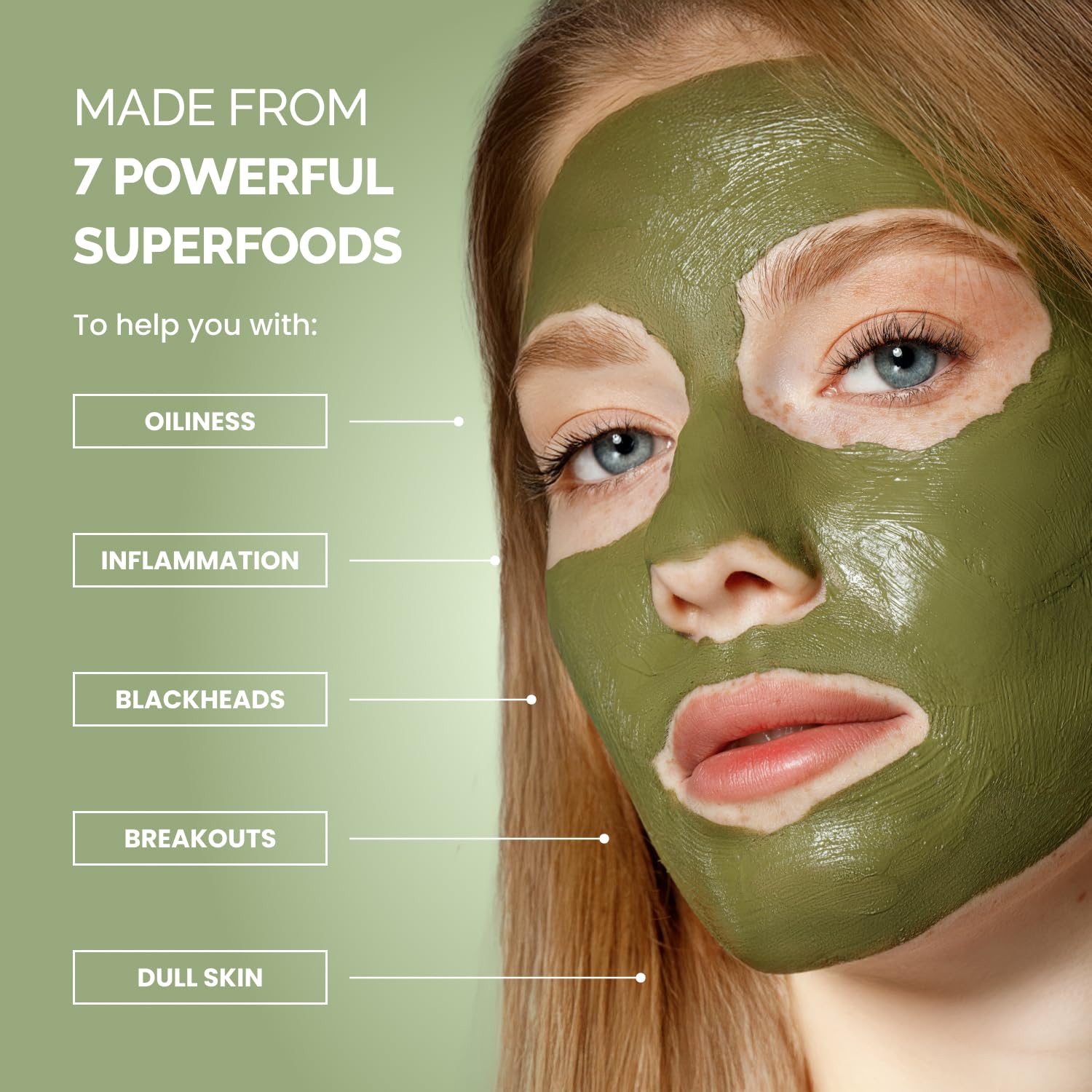 Plantifique Korean Skincare Face Mask – Organic Clay Mask with Avocado & Green Tea, Vegan & Dermatologically Tested Mud Mask for Face & Body – 100g/3.4 Oz