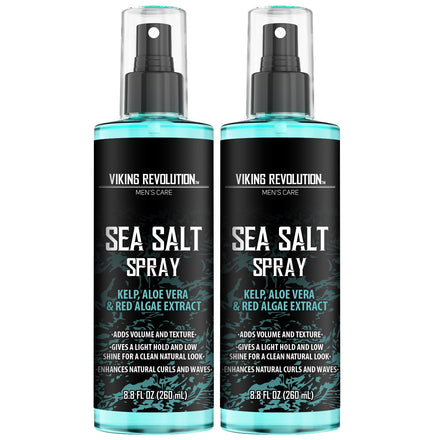 Viking Revolution - Sea Salt Spray for Hair Men - 2 x 260 ml - Hair Texturizing Spray with Kelp, Aloe Vera & Red Algae Extract - Surf Spray - Volume & Texture - Gifts For Men