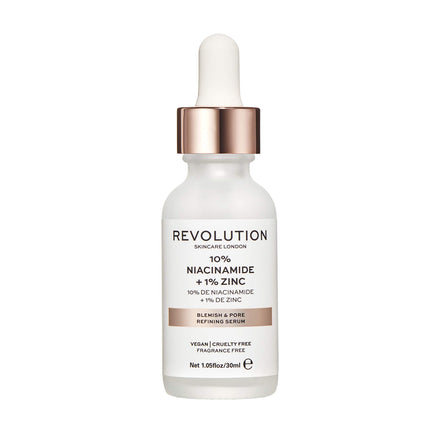 Revolution Skincare London, 10% Niacinamide + 1% Zinc Serum, Tackles Blemishes, Minimises Pore Appearance, Face Serum, 30 ml