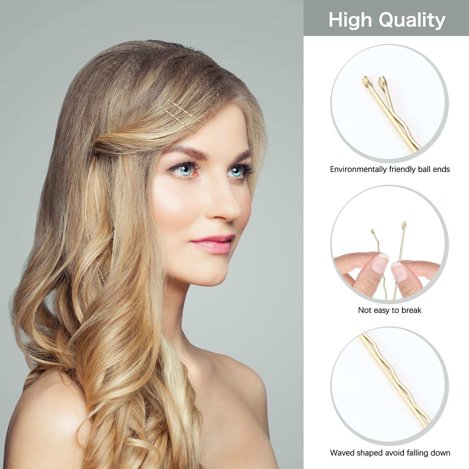 150 PCS Hair Clips, 2 Inch Kirby Grips for Women's Hair Styling with Storage Box (Blonde)
