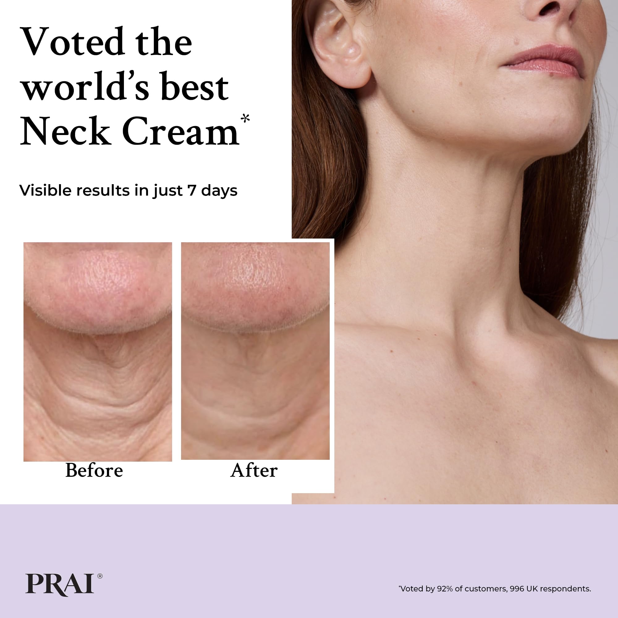PRAI Ageless Throat & Decolletage Creme 30ml - Anti-Ageing, Collagen Boosting Skincare Cream - Tightens & Firms Skin, Reduces Wrinkles - Luxury Neck Moisturiser With Hyaluronic Acid - 7 Day Results