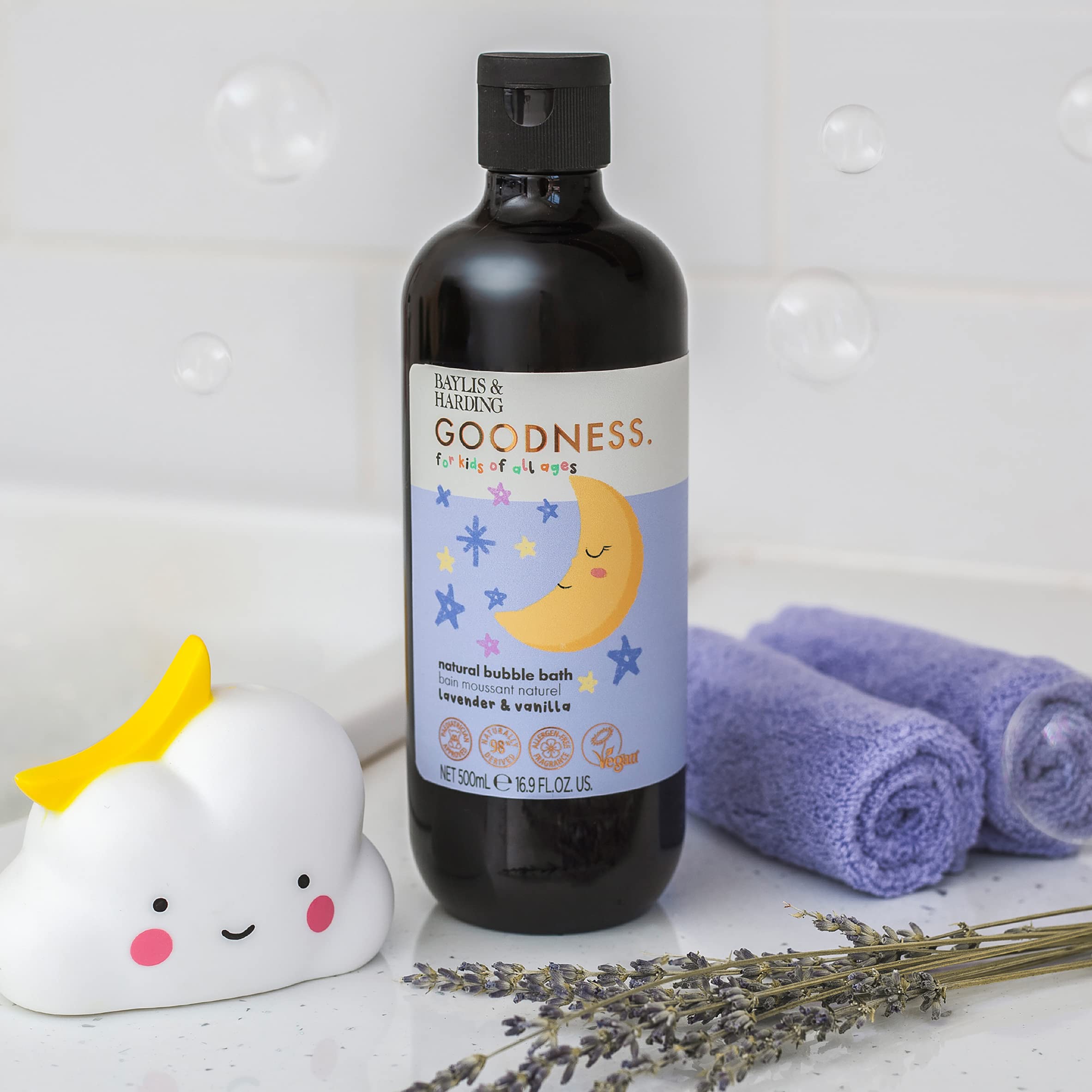 Baylis & Harding Goodness Kids Lavender & Vanilla Natural Bubble Bath, 500 ml (Pack of 3) - Vegan Friendly