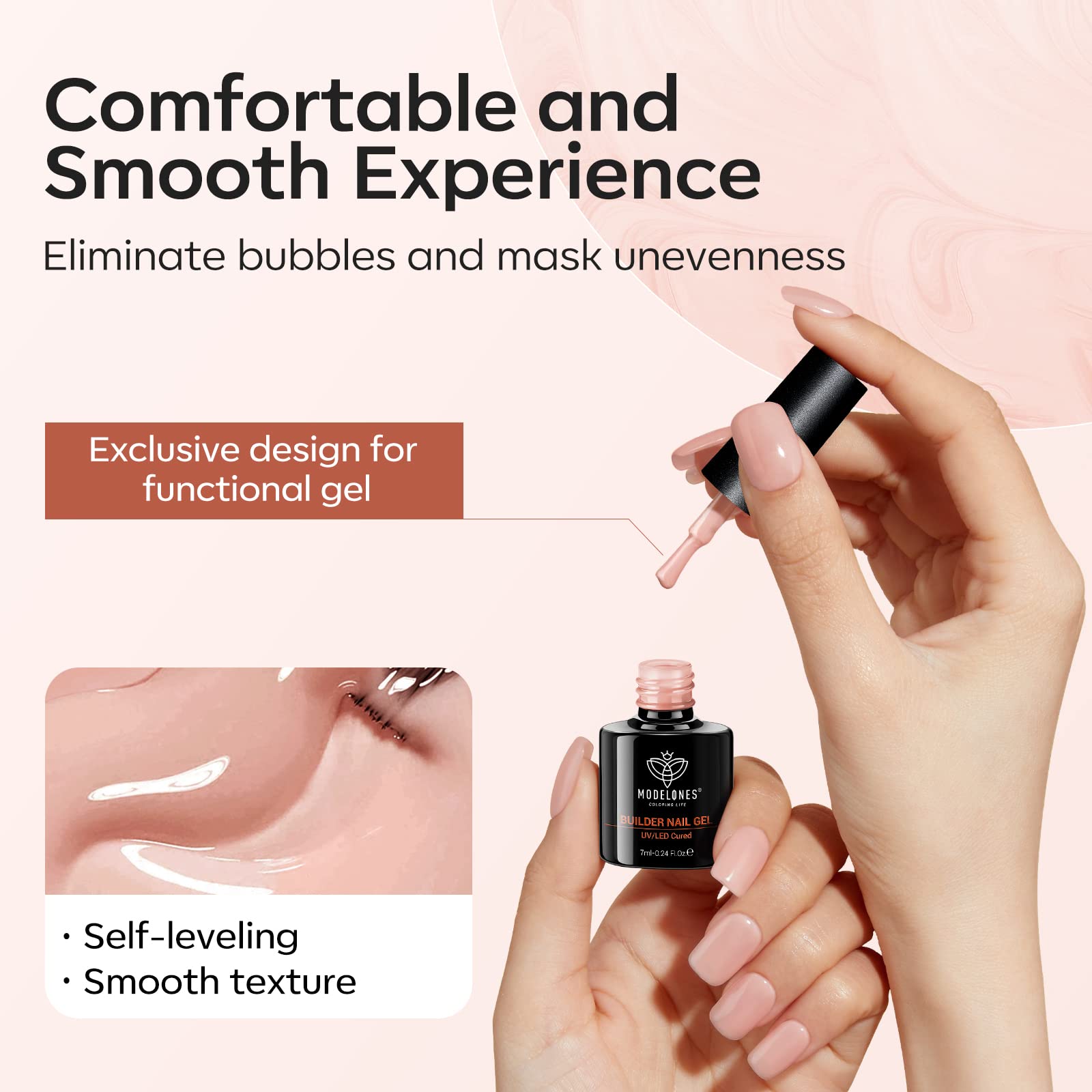 Modelones Builder Gel 6 Colors, 8-in-1 Nail Gel Set for Nails, Hard Gel Strengthener Extension Base Gel in a Bottle