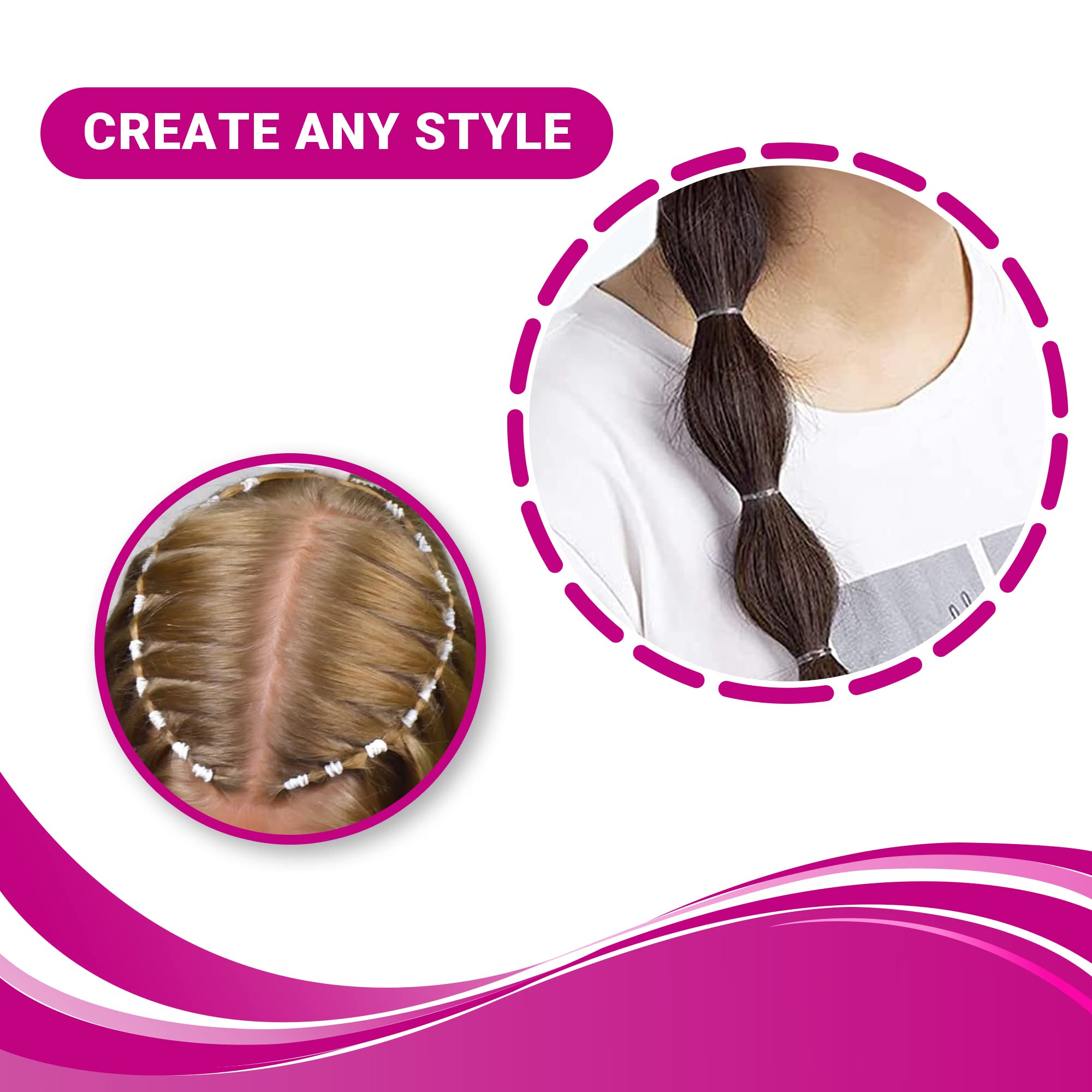 500 Pcs Clear Elastic Hair Bands for Women, Clear Hair Elastic Bands for Women, Elastic Bands to Beautify Your Hair, Clear Rubber Bands for Hair Braiding, Wedding Hairstyle