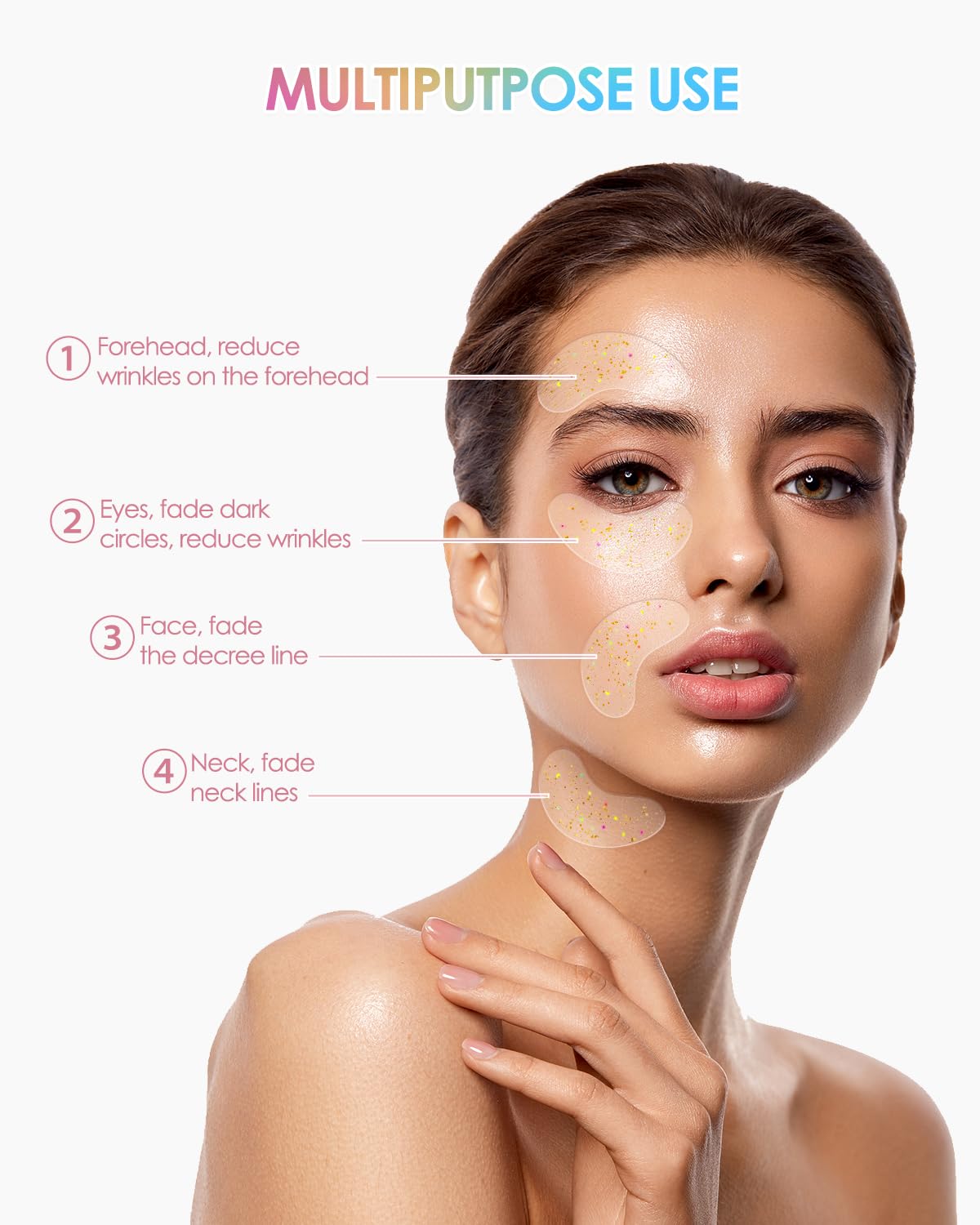 Bukamkom Collagen Eye Mask Patches, Used to Fade Eye Patches for Puffy Eyes and Dark Circles,Under Eye Patches,Tighten and Moisturize,Hyaluronic Eye Patches Transparent Glitter Eye Masks (10 pairs)