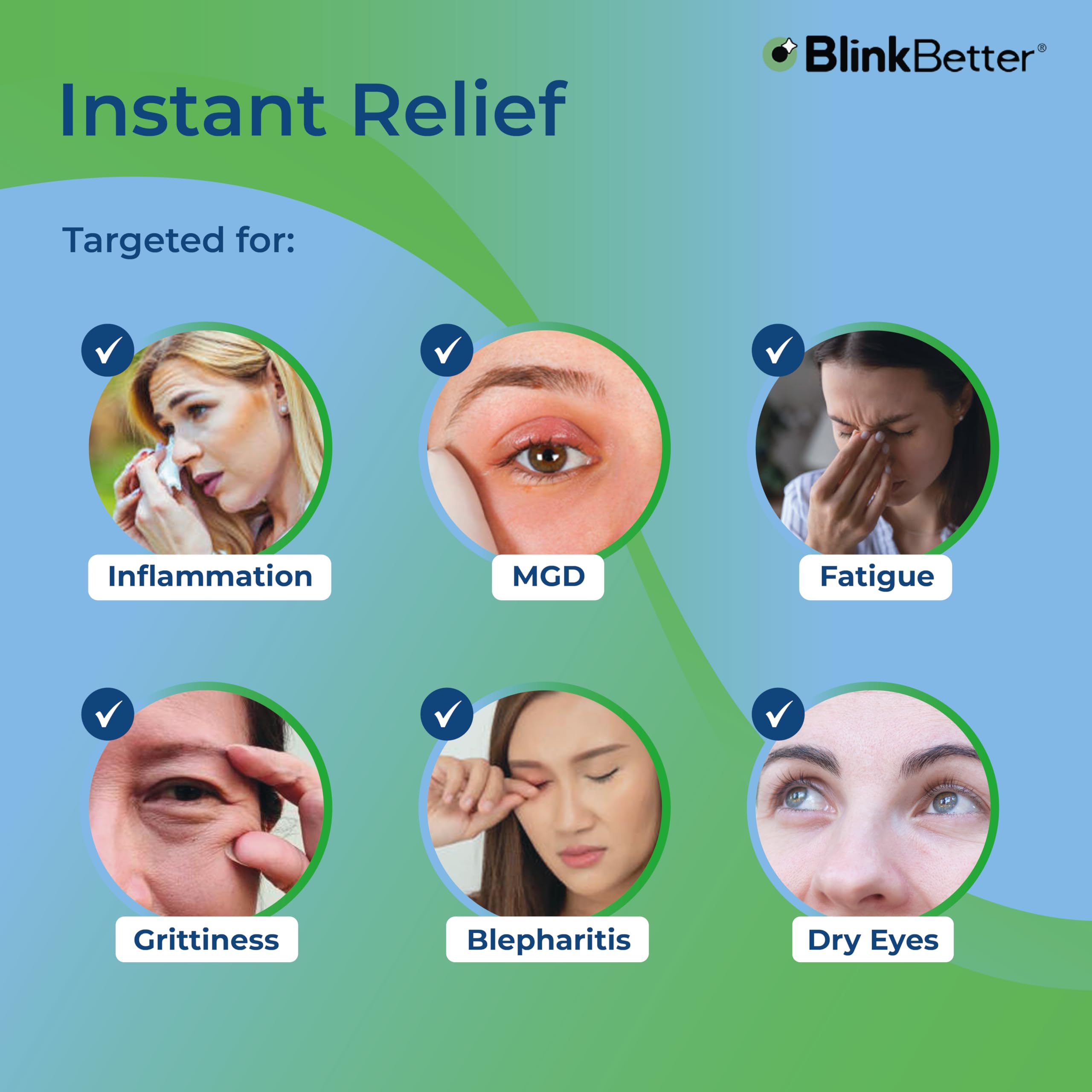 BlinkBetter Tea Tree Oil Eyelid Wipes - 60 x Natural Blepharitis, MGD & Dry Eye Relief Wipes | Cleansing, Soothing, Dual-Textured, Triple Moisture Formula | Biodegradable & Gentle (Pack of 3)
