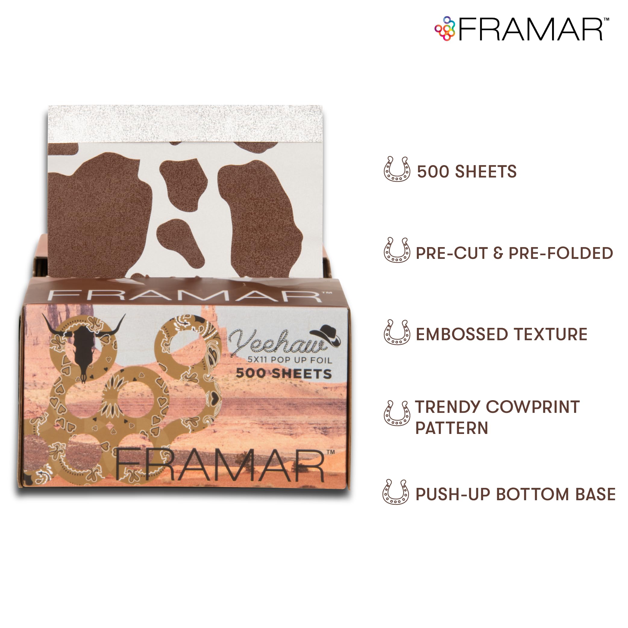 Framar Cow Print Embossed Pop Up Hair Foil, Hair Foils for Highlighting, Foils for Highlights, Hairdressing Foil for Hair Highlights, Foils Sheets, Hair Foils for Colouring – 500 Sheets