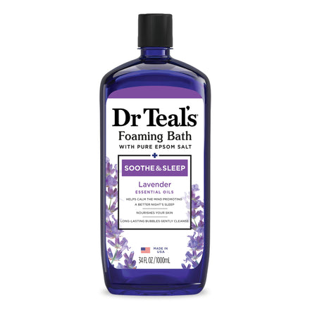 Dr Teal's Foaming Bath with Pure Epsom Salt, Soothe & Sleep with Lavender, 34 fl oz