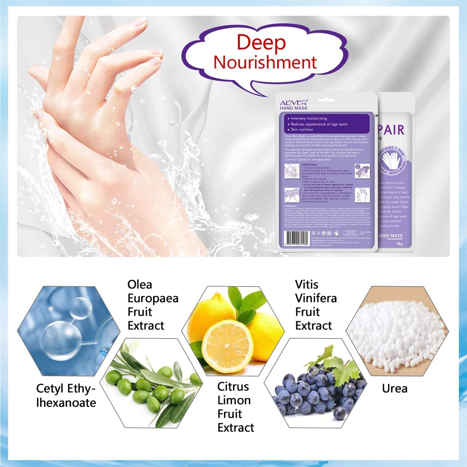 CCKULOOB Hand Mask, 6 Pairs Super Hydrating Hand Mask Moisturizing Hand Mask that Enriched with Collagen, Shea Butter, and Vitamin-E to Revive Dry, Rough and Cracked Skin (6 Lavender)
