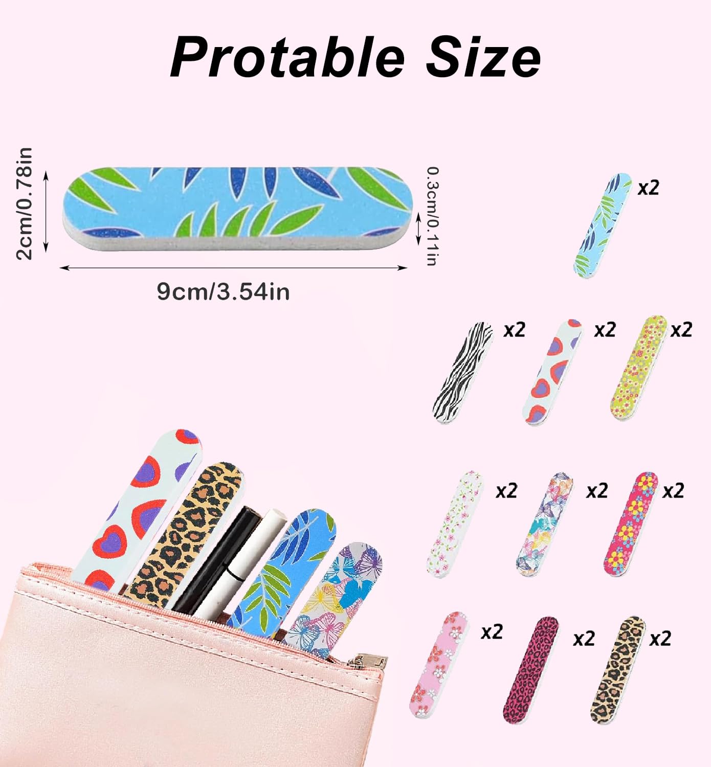 VIKKI 20PCS Wood Nail Files, Double Sided Mini Emery Board 180/240 Grit, Colorful Floral Fingernail Buffering Files, Manicure Tools, Nail Styling Tools, Pet Grooming Tools