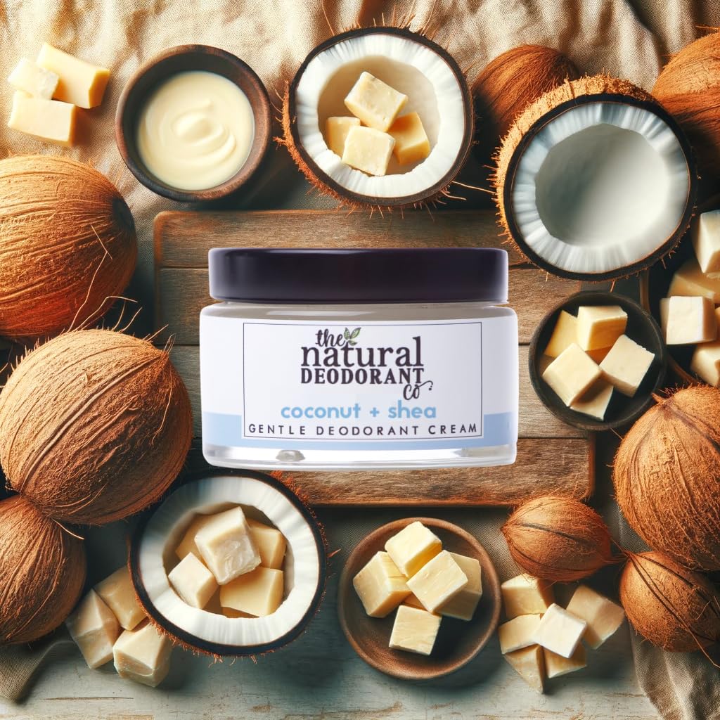 The Natural Deodorant Co, Gentle Deodorant Cream Coconut & Shea 55g, Aluminium Free, Plastic Free, Sensitive Skin