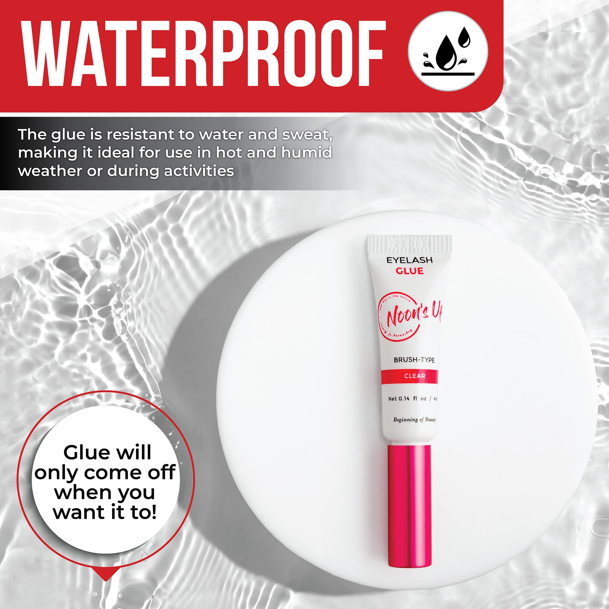 NOON'S UP Black Eyelash Glue - Super Strong Hold, Waterproof, Hypoallergenic Adhesive for Sensitive Eyes (0.14 Fl. Oz.)