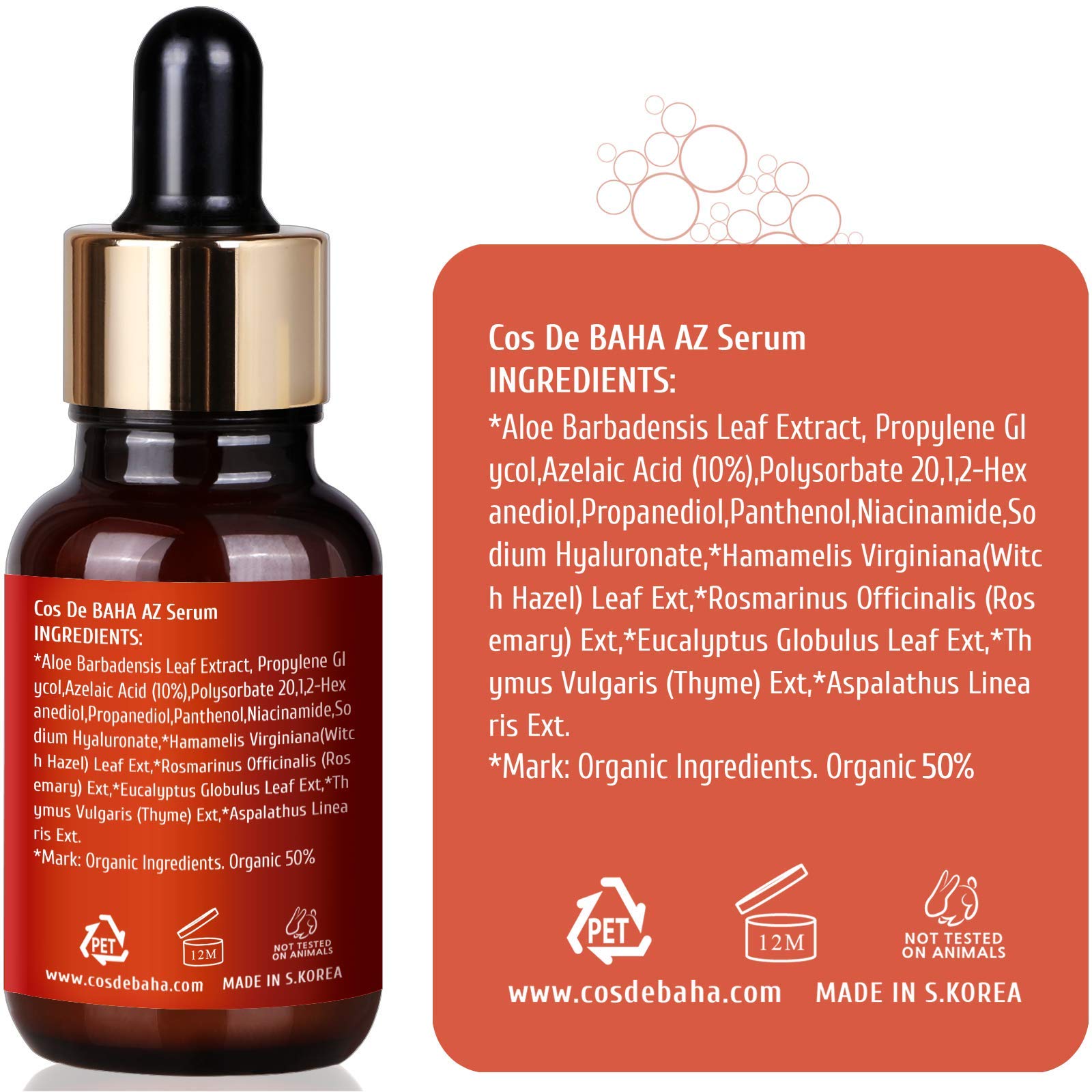 Azelaic Acid 10% Facial Serum with Niacinamide - Fast Rosacea Skin Care Product + Reduce Cystic Acne Scar + Redness Relief Face + Pimple Pigmentation Blackhead, 1 Fl Oz (30ml)