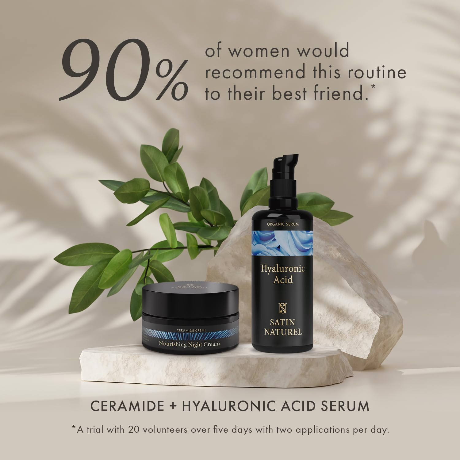 Satin Naturel Hyaluronic Acid Serum for Face 100ml, Face Skincare for a Rejuvenated Skin - Collagen Serum with Organic Aloe Vera for Sensitive Skin - Vegan Skin Care