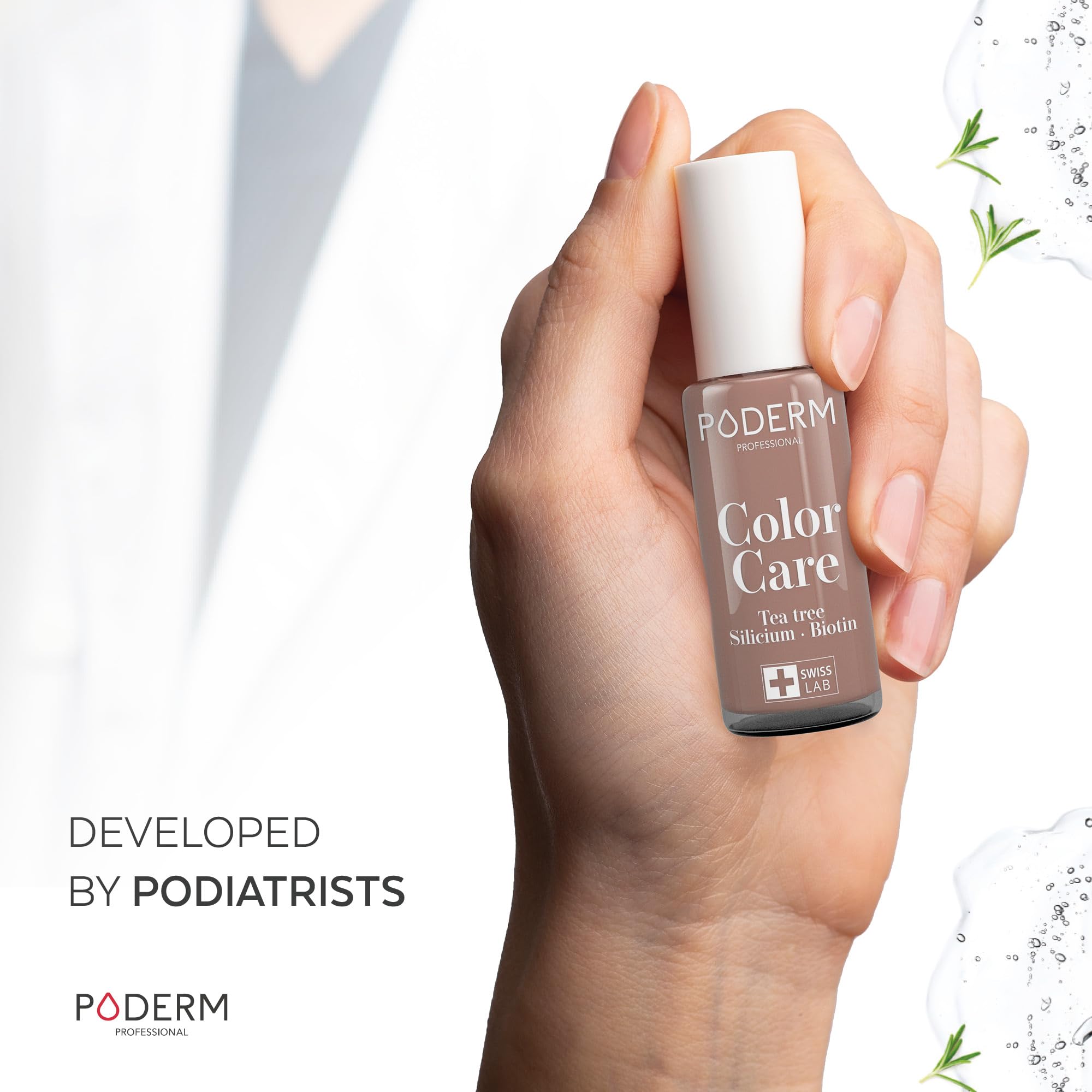 PODERM Swiss-Made Antifungal Nail Polish β Taupe | Breathable Treatment with Tea Tree, Silicon & Biotin | Strengthens, Repairs & Conceals Yellow, Brittle & Damaged Nails | Podiatrist-Developed