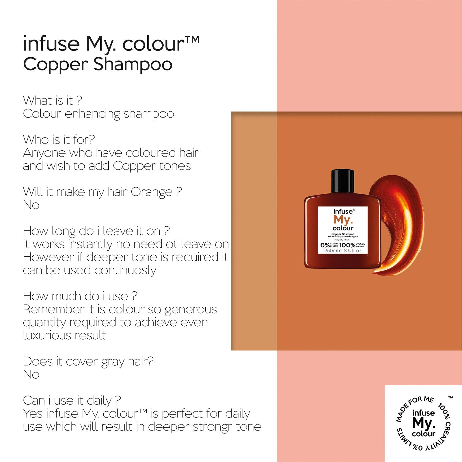 Infuse My. Colour Copper Shampoo, 250 ml (Pack of 1)