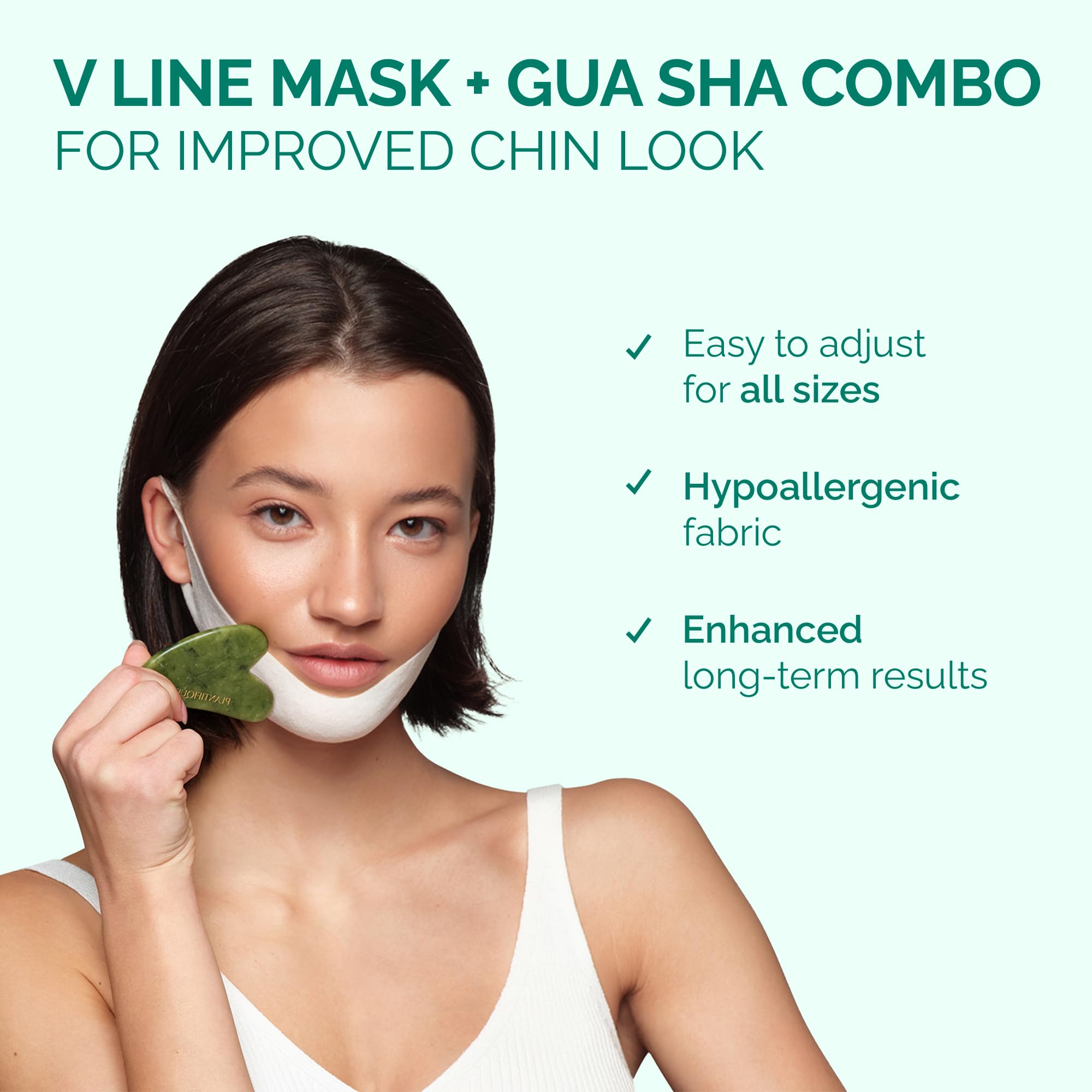 Plantifique Collagen Face Mask V-Line 10 Pcs for Skin Firming & Tightening, Double Chin & Jawline Lifting