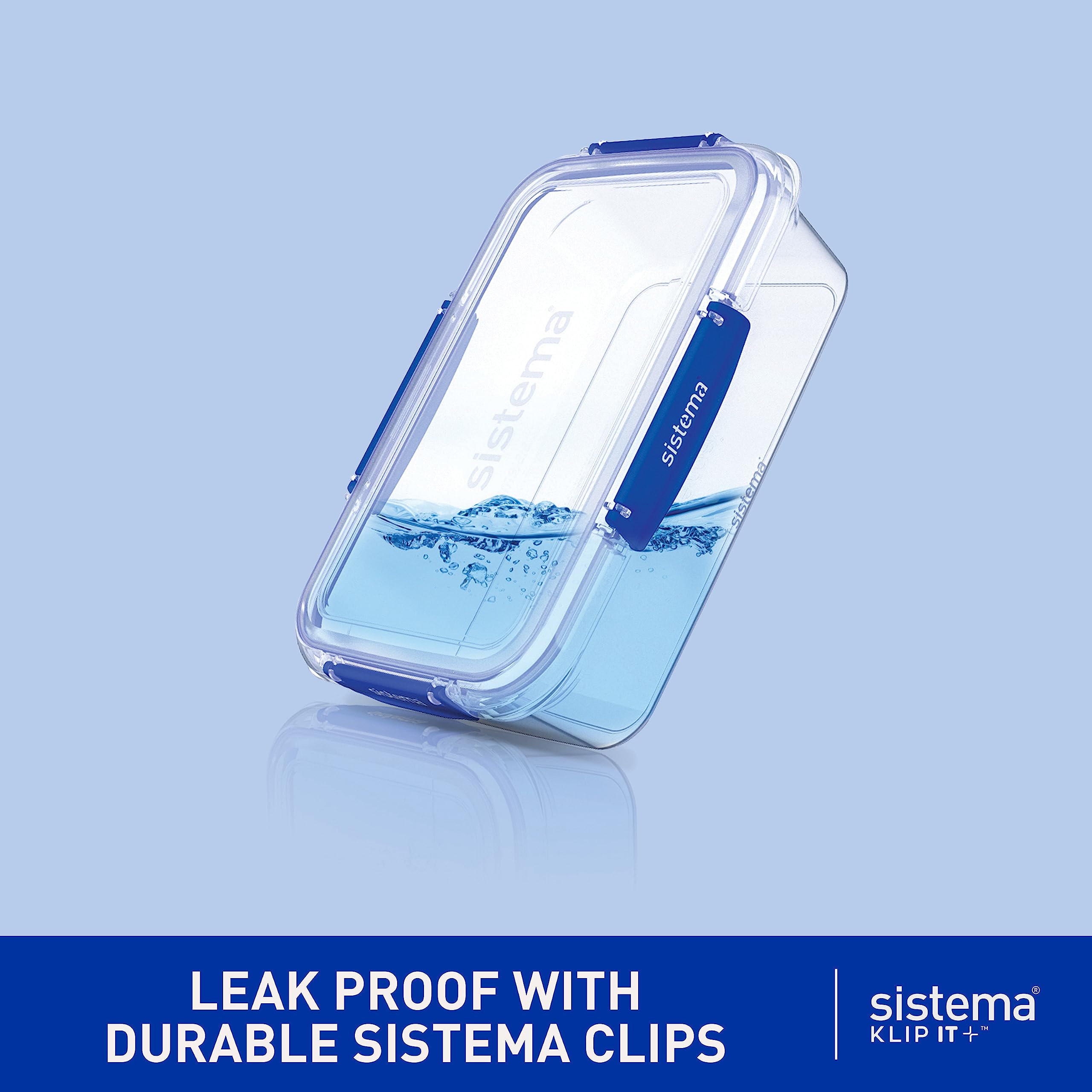 Sistema KLIP IT PLUS Leakproof Food Storage Containers | 2.2 L, 1 L, 400 ml | Airtight & Stackable Meal Prep Containers with Lids | Lunch Boxes & Snack Boxes | BPA-Free | 6 Count