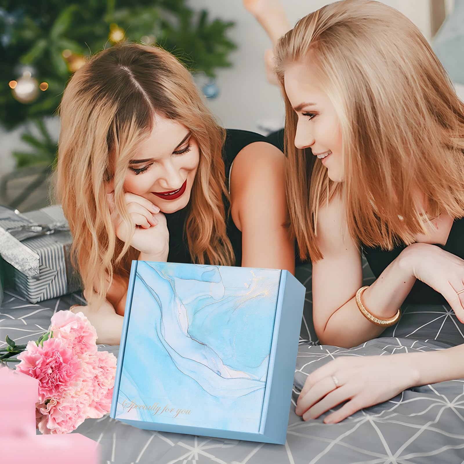Tecanne Birthday Pamper Gifts for Women, Unique Blue Self Care Package Relaxation Spa Bath Set for Her, Ladies Pamper Hamper Birthday Gifts for Mum, Best Friends, Sister, Wife