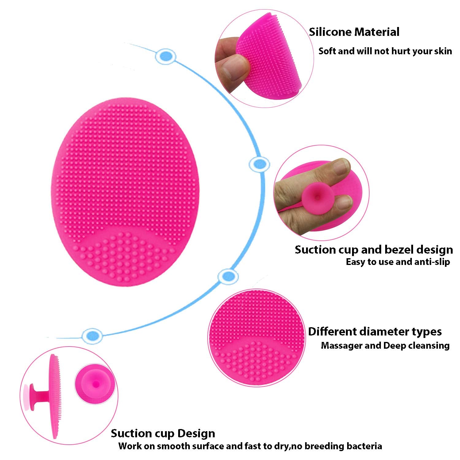 HieerBus Soft Silicone Face Scrubber,Facial Cleansing Brush,Facial Exfoliation Scrub for Massage Pore Cleansing Blackhead Removing Deep Scrubbing for All Kinds of Skins (2ed-White + Grey)