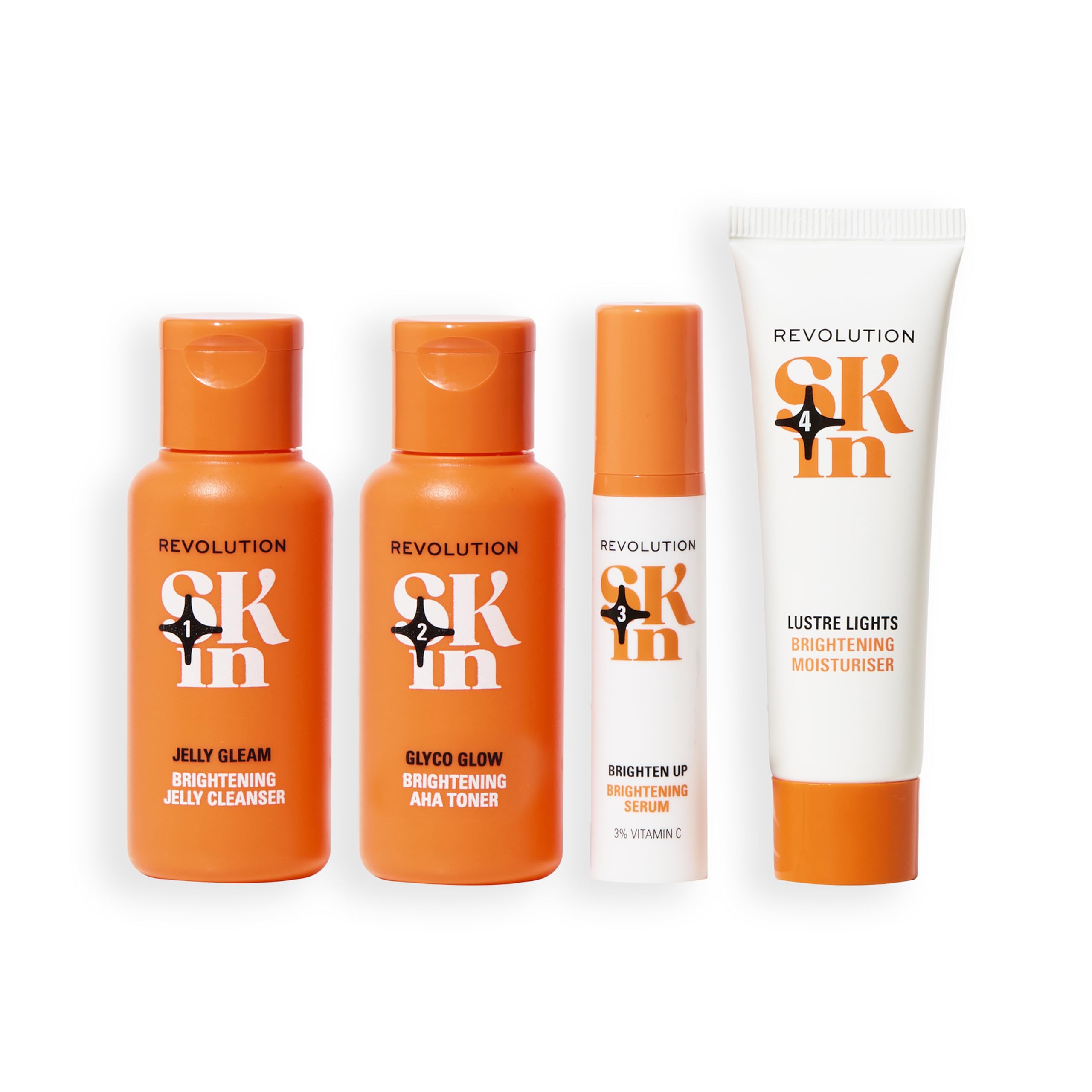 Revolution Skin, Be Bright 4 Step Starter Kit, Brightening Skincare Set Includes Cleanser, Toner, Serum & Moisturiser, Vegan & Cruelty-Free, 4 Products Included
