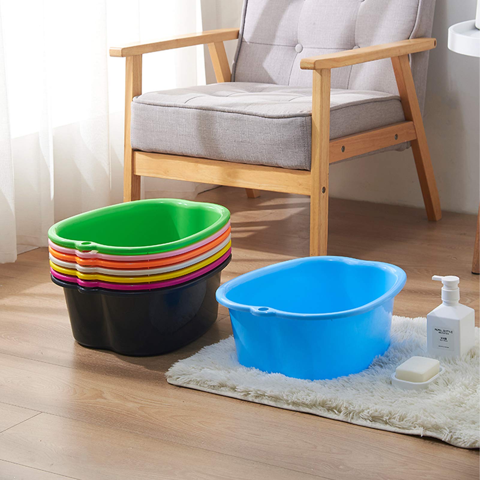 AXLOFO® Large Spa Foot Bath Bowl, Sturdy Plastic Foot Soak Bowl, Massage Foot Pedicure Bowl, Detox, feet soak, Extra Footbath Foot Basin for Soaked to Remove Dead Skin, Calluses (Blue)