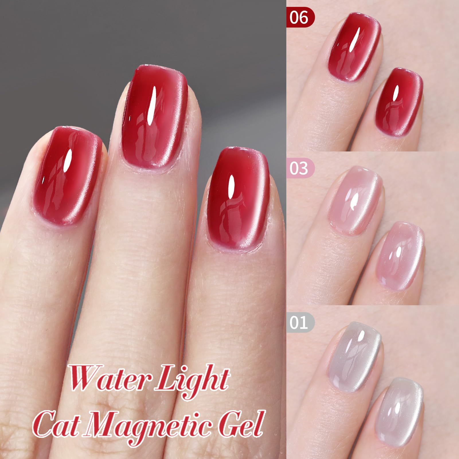 BORN PRETTY Magnetic Gel Nail Polish Jelly Translucent Polish Glitter Shimmer Pearl Auroras U V Gel 6 Colours Pink Nude Nail Lamp Varnish Manicure Kit for Women Gift Set