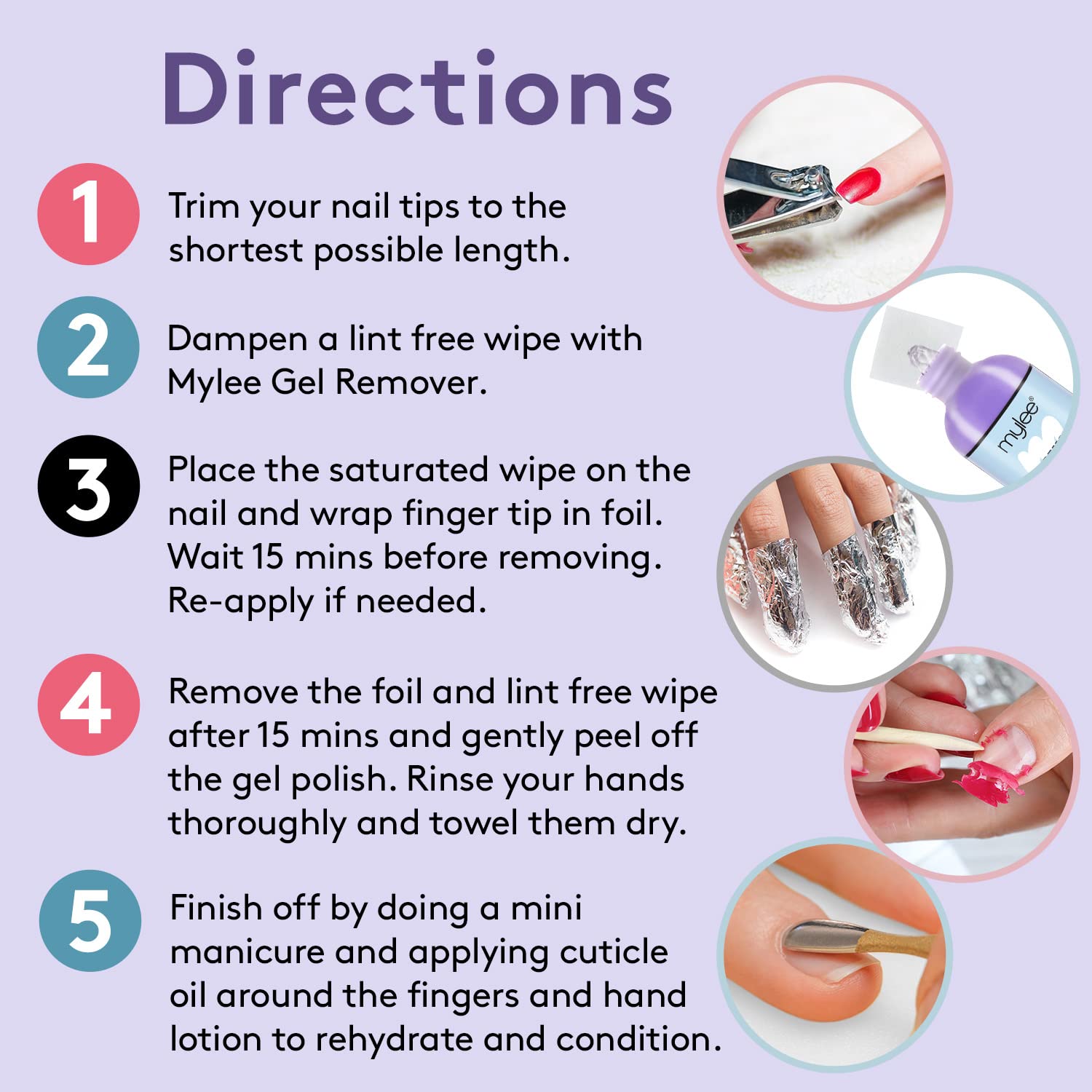 MYGEL Top & Base With Mylee Prep Wipe & Remover UV LED Nail Gel Polish Kit Soak Off