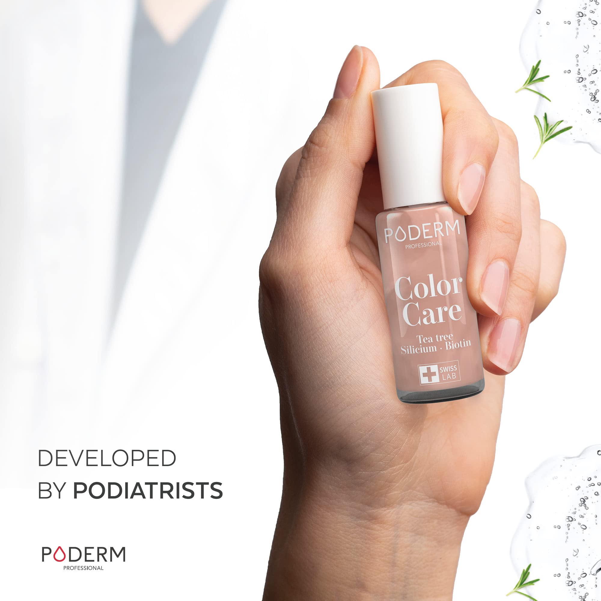 PODERM Swiss-Made Antifungal Nail Polish β Bright Gold | Breathable Treatment with Tea Tree, Silicon & Biotin | Strengthens, Repairs & Conceals Yellow, Brittle & Damaged Nails | Podiatrist-Developed