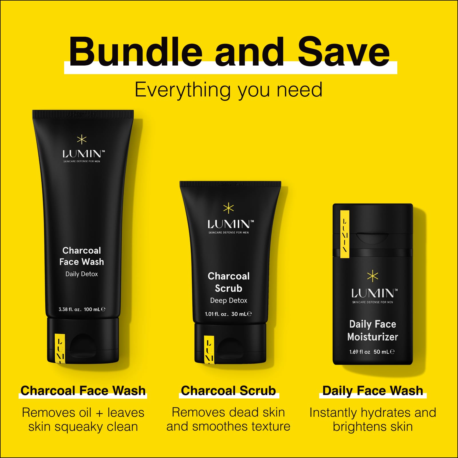 Lumin - Smooth Operator Detox Trio - Mens Skin Care Kit, Mens Face Care Kit for Men, Skincare Kit for Men, Skin Care for Men Gift Set, Face Skin Care for Men, Mens Facial Care