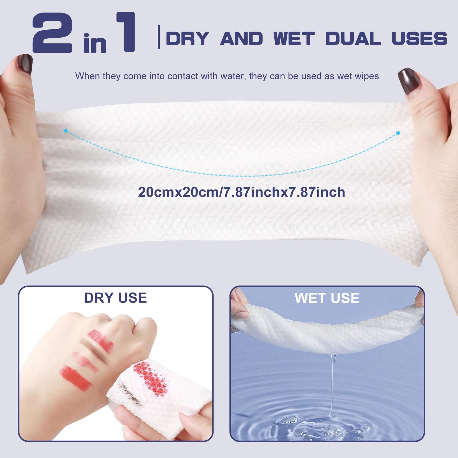 Disposable Face Towel, 200 Count Face Towels for Washing Soft Cotton Dry Wipes Facial Cloths Towelettes for Washing and Drying, Facial Tissue for Cleansing, Skincare and Makeup Remover