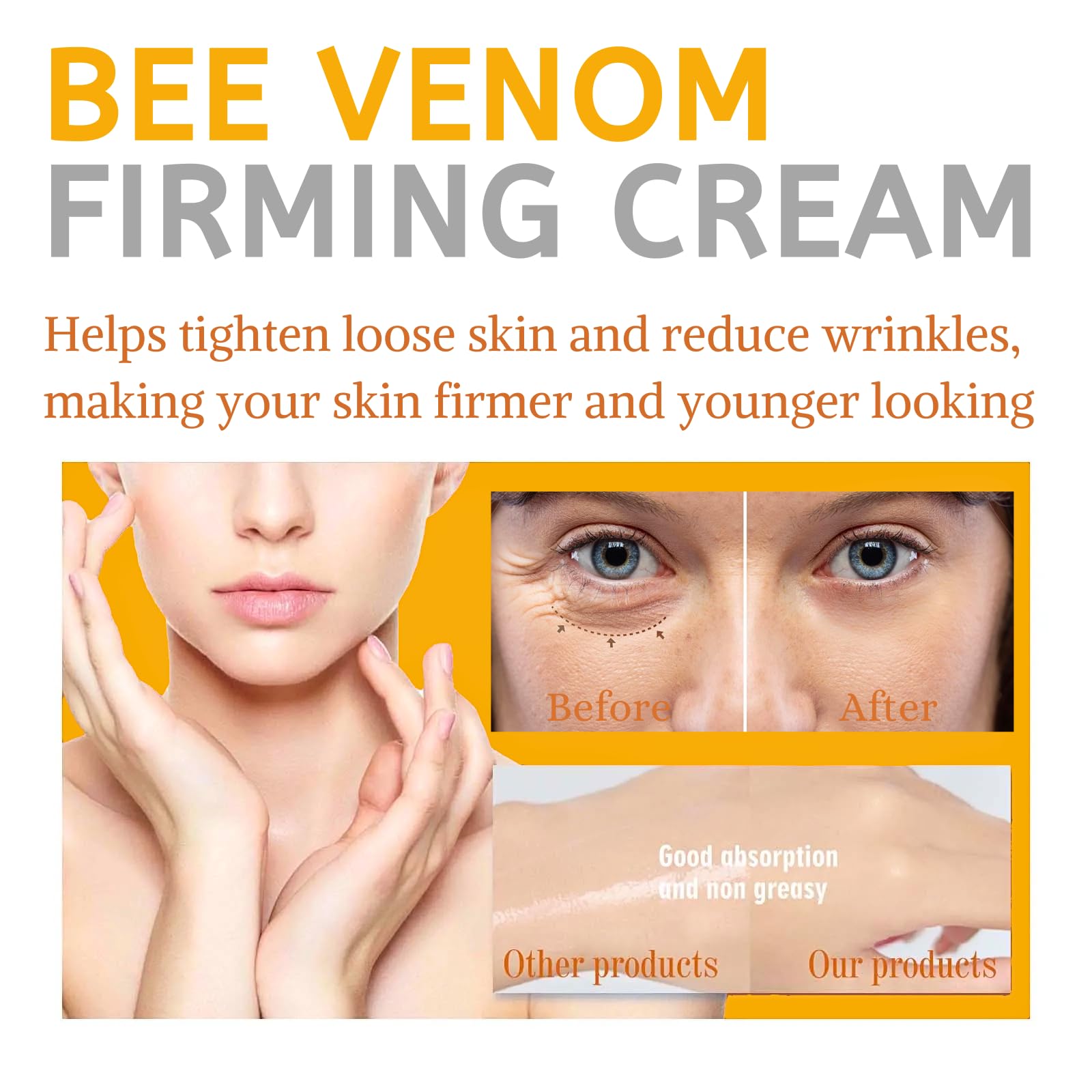 Bee Venom Firming Skin Care Set, With Boto-x Bee Venom Firming Serum Stick & Anti Wrinkle Face Cream, Boto-x Serum, Bee Venom Wrinkle Removal Cream, 2-in-1 Face Lift Kit for Wrinkles & Sagging Skin