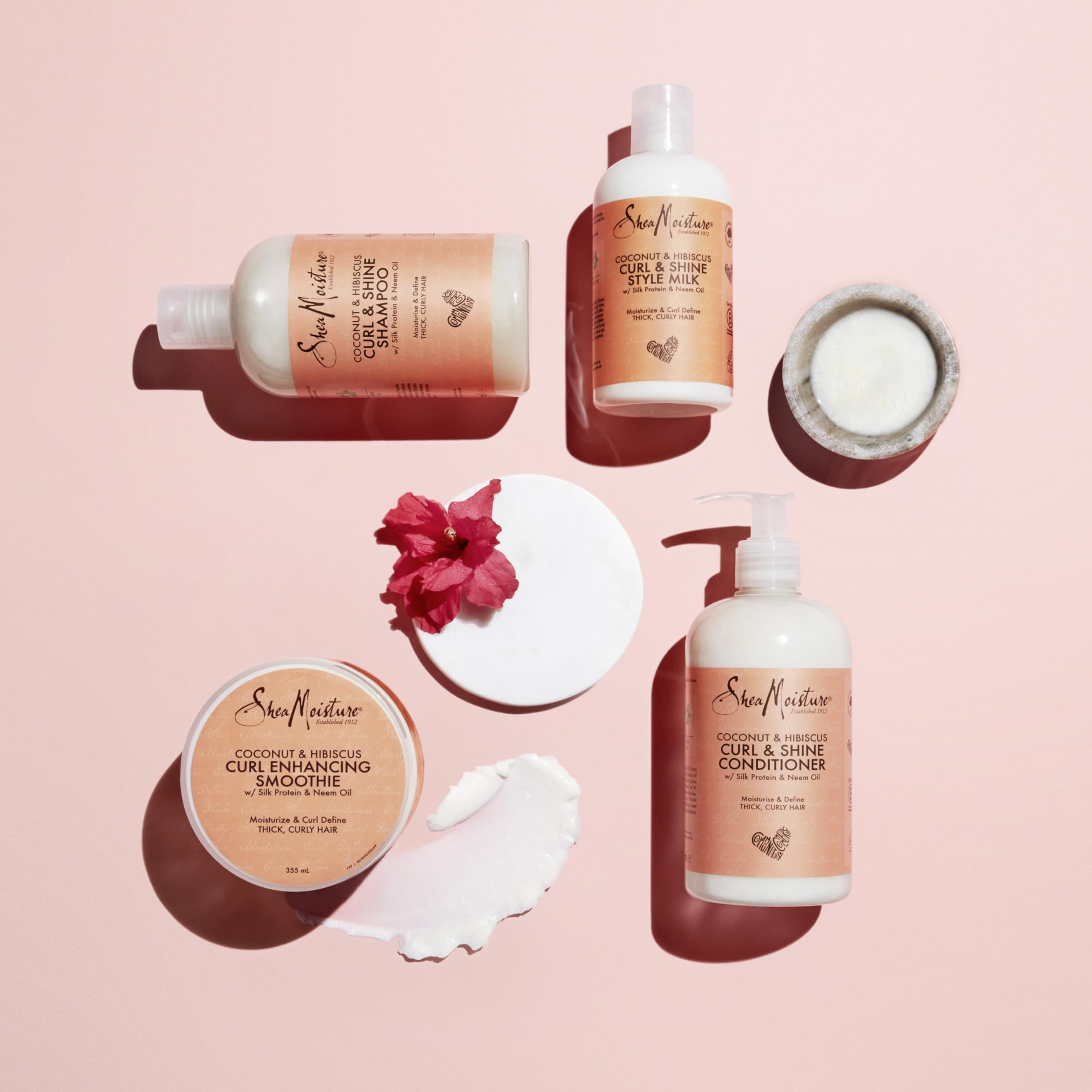 SheaMoisture Coconut & Hibiscus Curl Enhancer no silicones or sulphates smoothie for thick, curly hair 326 ml