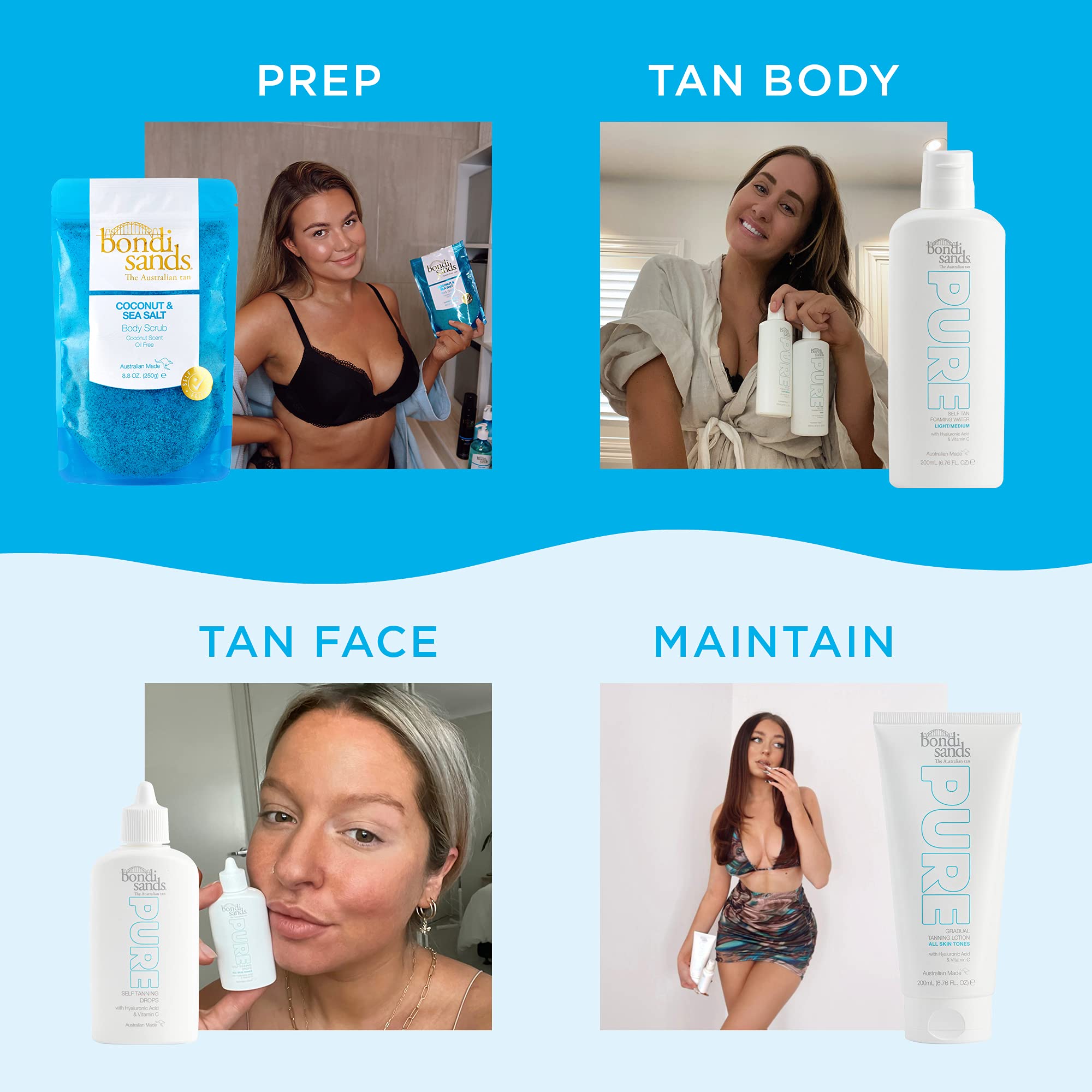 Bondi Sands PURE Self-Tanning Drops | Buildable + Customizable, Enriched with Hyaluronic Acid, Fragrance Free, Cruelty Free, Vegan | 1.35 Oz/40 mL