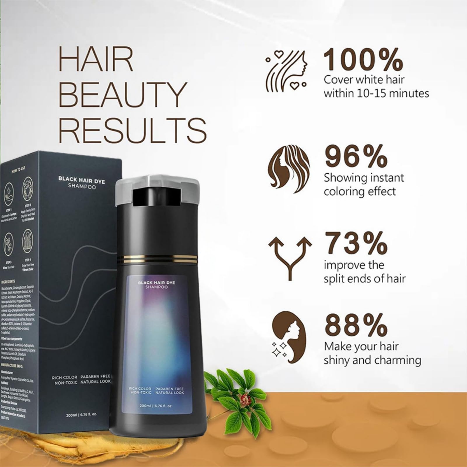 Polar Hair Dye Shampoo,Hair Dye Sham-poo,Instant Ha-ir Dy-es Shampoo,Ha-ir Colour Sham-poo Care,3 In 1 Instant Hairs D-ye Sham-poos,Easy to Use Shampoos D-ye,Colour Shampoos to Cover Grey Hairs,Red