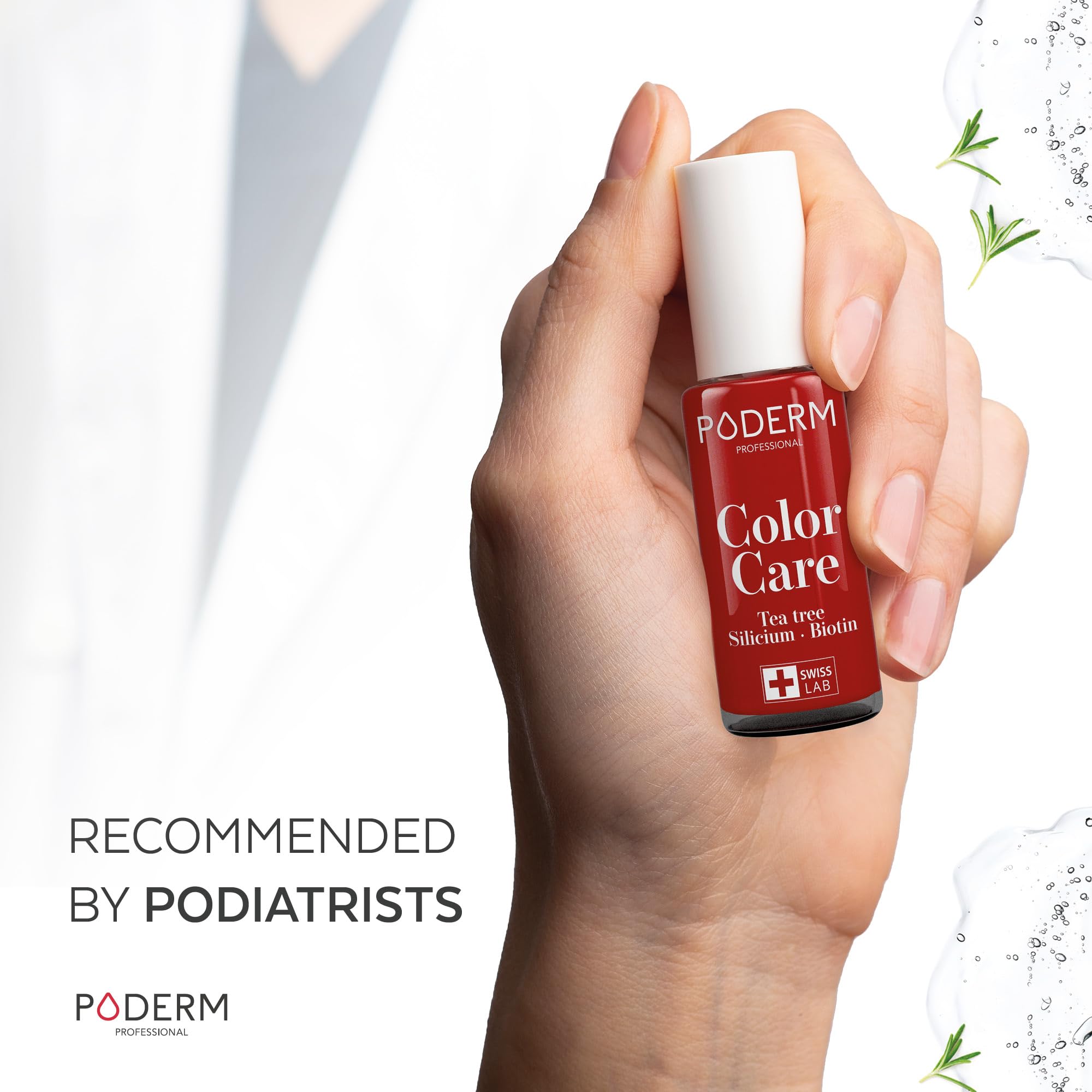 PODERM Swiss-Made Antifungal Nail Polish β Red Allure | Breathable Treatment with Tea Tree, Silicon & Biotin | Strengthens, Repairs & Conceals Yellow, Brittle & Damaged Nails | Podiatrist-Developed