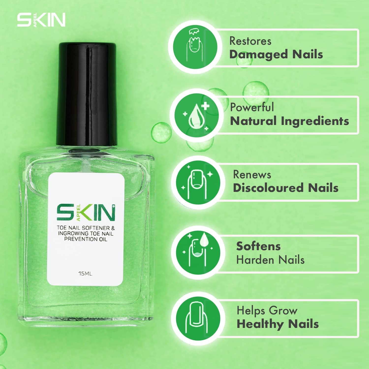 Skinapeel Toe Nail Softener & Ingrowing Toenail Prevention Oil 15ml - Manicure Nourisher Cuticle Revitalizer Natural Treatment