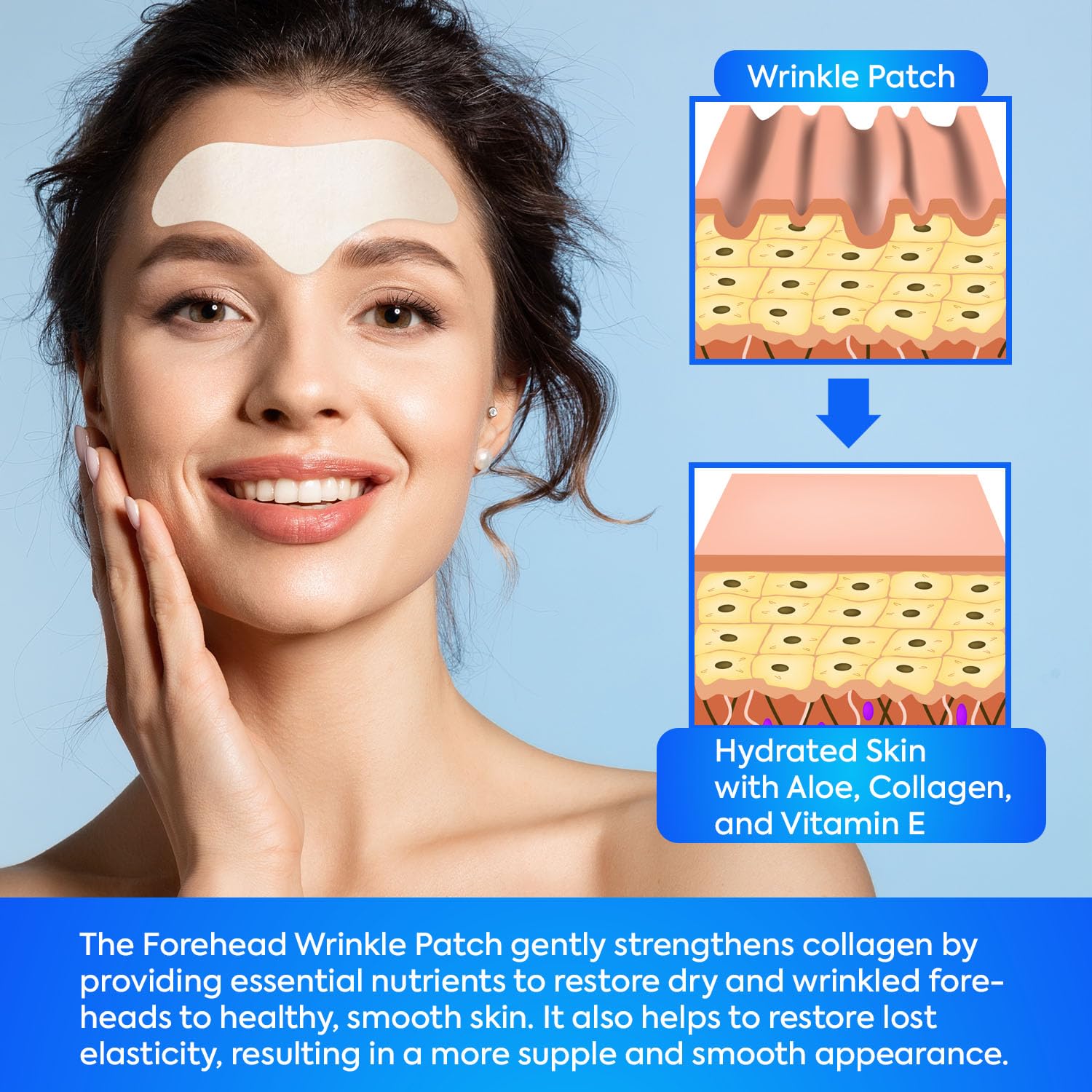 SILKDERMIS Forehead Wrinkle Patches, Moisturising Anti-Ageing Treatment, 12 Pcs