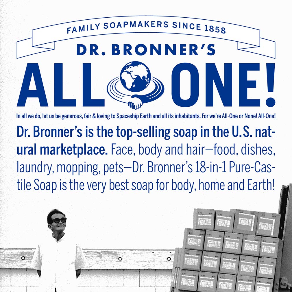 Dr. Bronner's - Pure-Castile Liquid Soap (Peppermint, 16 ounce) - Made with Organic Oils, 18-in-1 Uses: Face, Body, Hair, Laundry, Pets and Dishes, Concentrated, Vegan, Non-GMO
