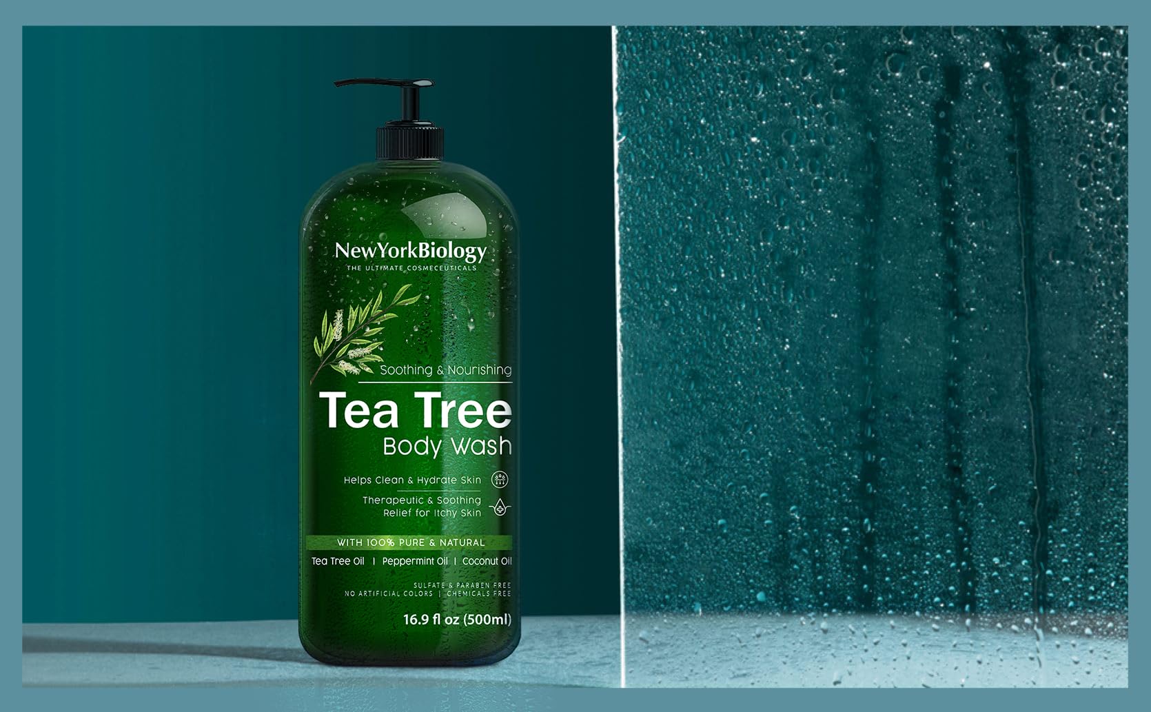 New York Biology Tea Tree Body Wash - Helps Nail Fungus, Athletes Foot, Ringworms, Jock Itch, Acne, Eczema & Body Odor, Soothes Itching & Promotes Healthy Skin and Feet - 500 ml