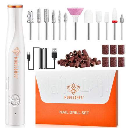 Modelones Cordless Nail Drill, 25000RPM Electric Nail File with LED Light for Acrylic Gel Nails, Professional Manicure Pedicure Kit