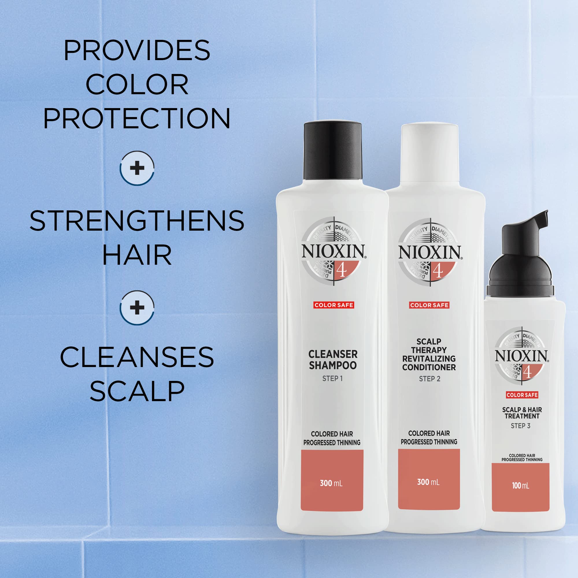 Nioxin 3-Part System | System 4 | Chemically Treated Hair with Progressed Thinning Hair Treatment | Scalp Therapy | Hair Thickening Treatment | Loyalty Kit