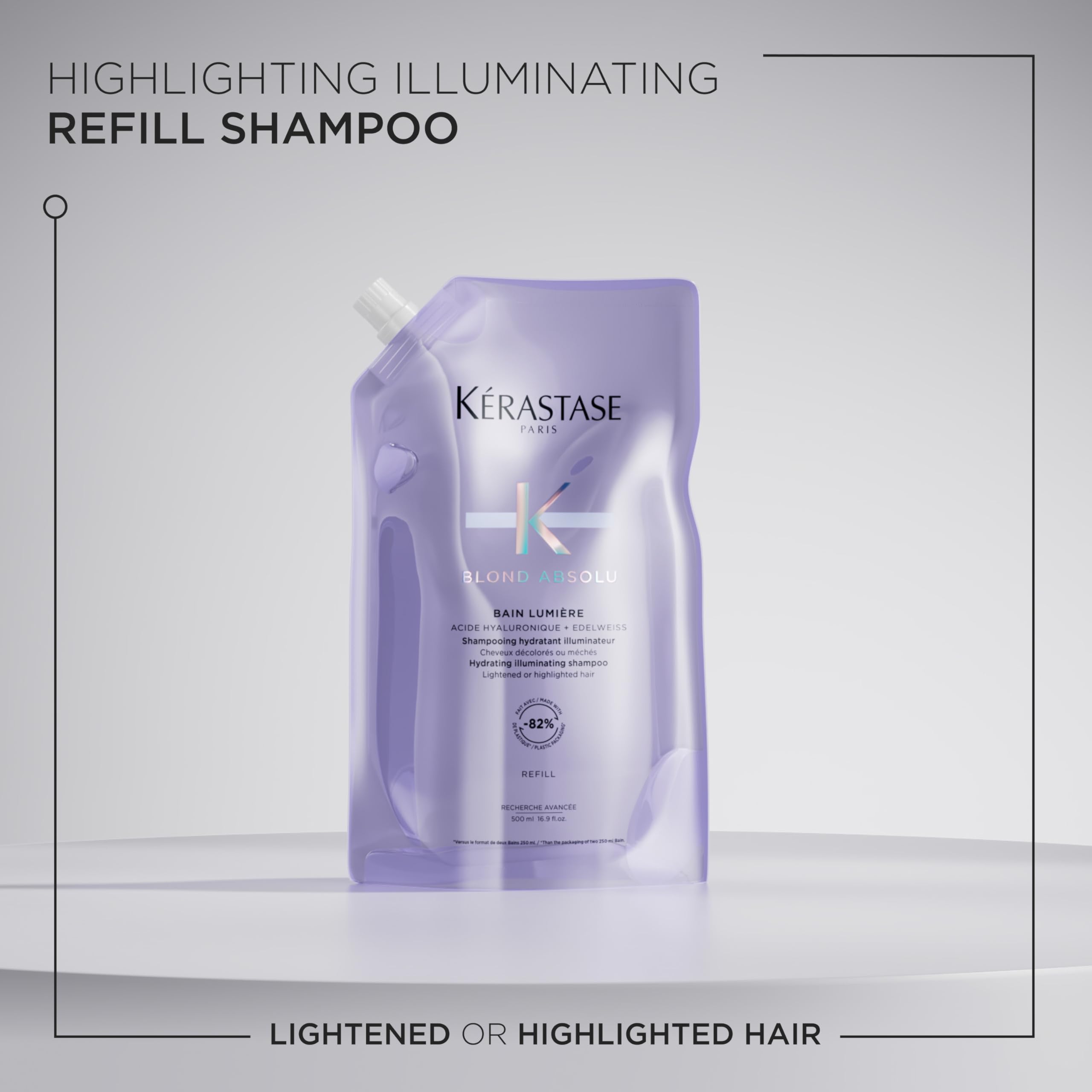 Kerastase Blond Absolu Lumière Shampoo Refill Pouch - Intensely Hydrates, Removes Impurities, For Lightened & Highlighted Hair, 16.9 Fl Oz