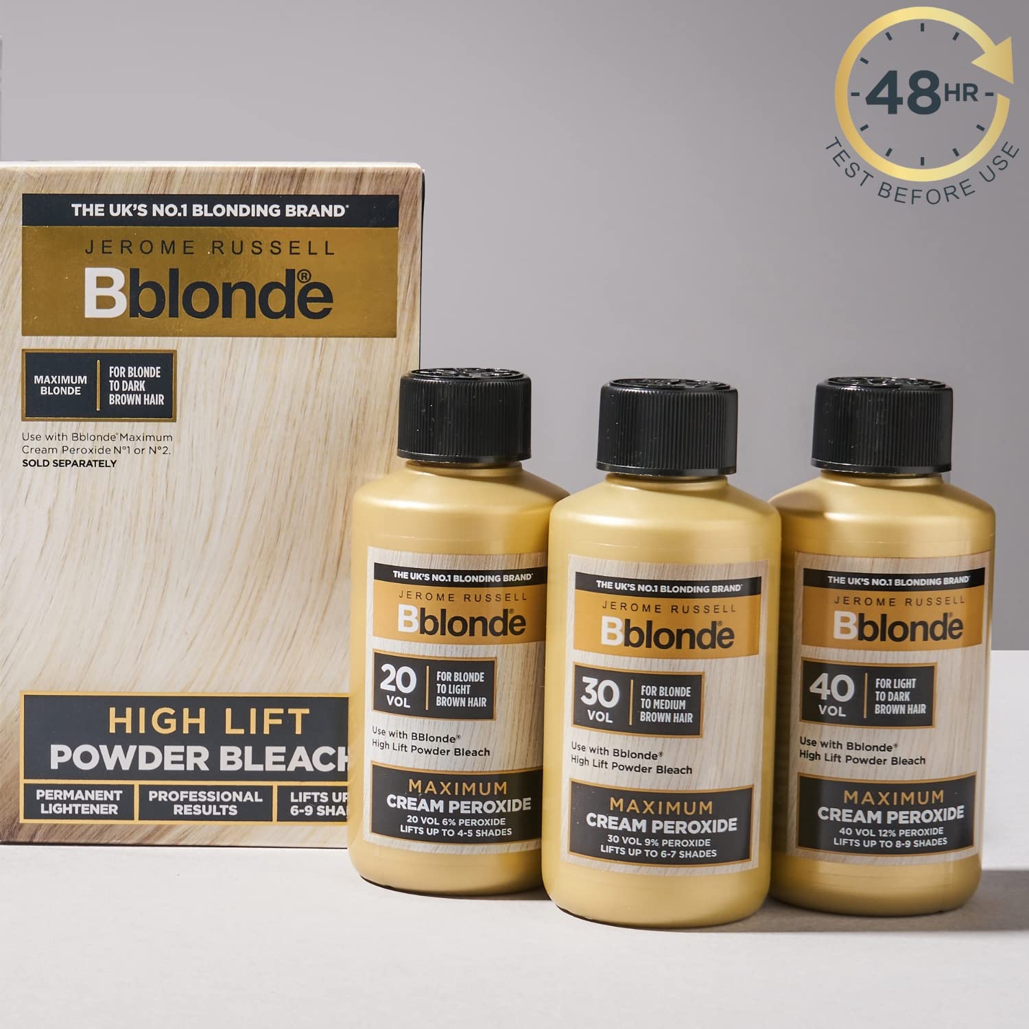 Jerome Russell Bblonde Maximum Lift Cream Peroxide 30 Vol - Permanent Blonde Hair Dye for Blonde to Medium Brown Hair Colour, Hair Bleach with 9% Peroxide & Avocado Oil, Lifts 6-7 Shades, 75ml