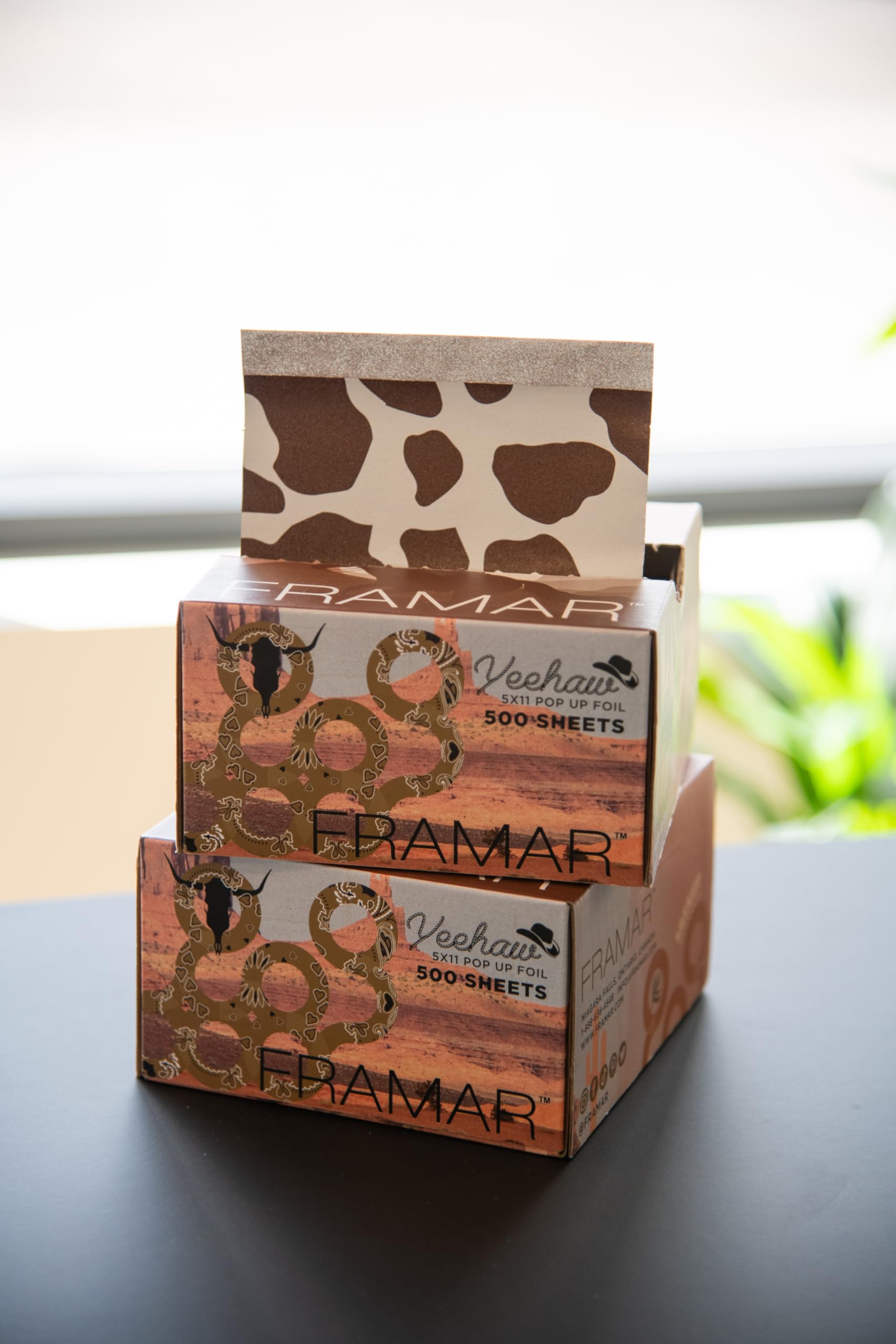 Framar Cow Print Embossed Pop Up Hair Foil, Hair Foils for Highlighting, Foils for Highlights, Hairdressing Foil for Hair Highlights, Foils Sheets, Hair Foils for Colouring – 500 Sheets