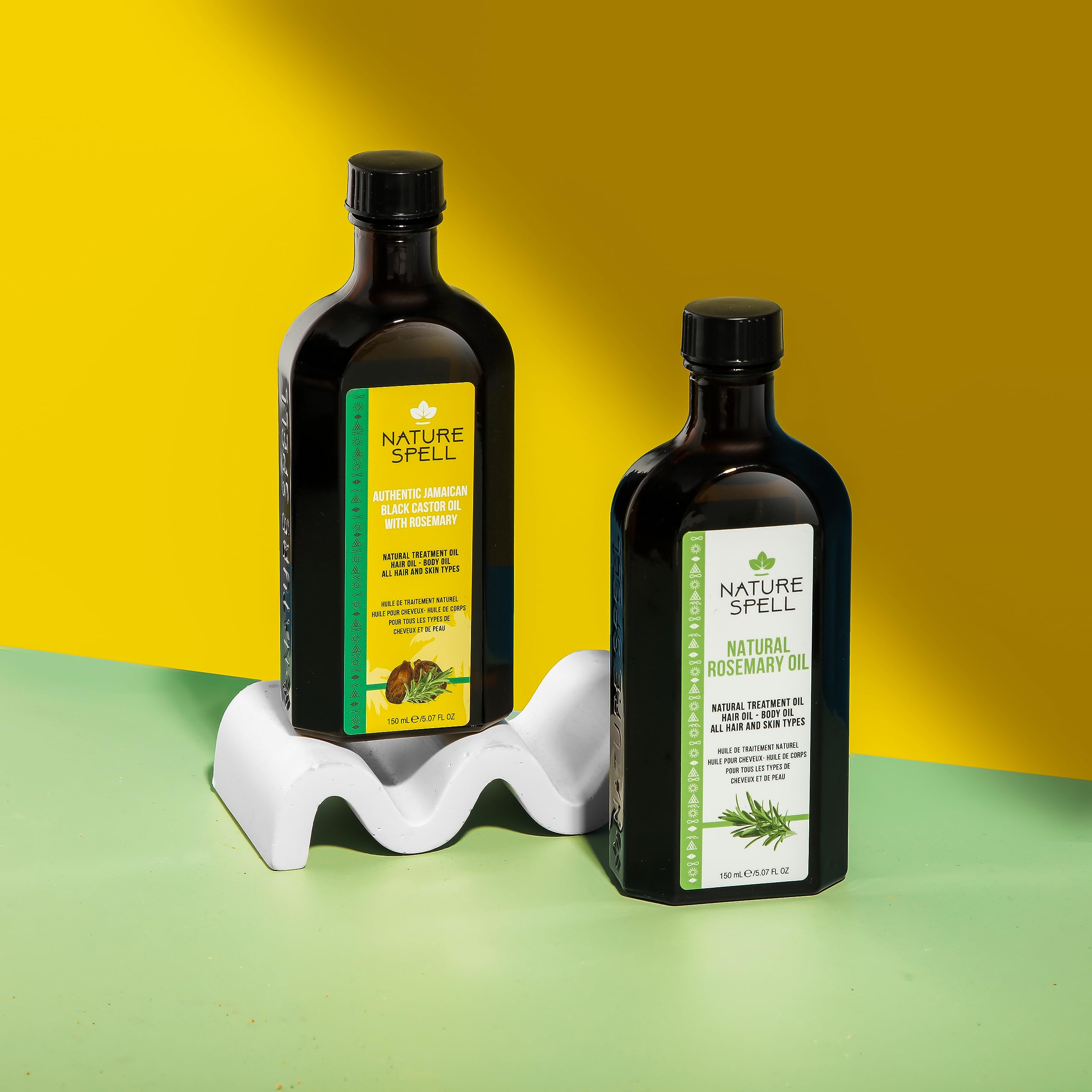 Nature Spell Rosemary Oil For Hair Growth Duo 150ml x 2, Treats Dry & Damaged Hair, Rosemary Oil Fusion Duo Pre-Diluted With Almond & Castor Oil, Made In The UK