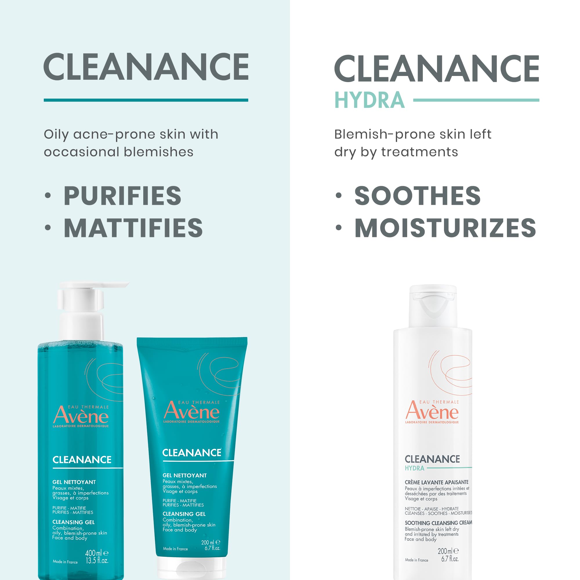 Avène Cleanance Cleansing Gel Soap Free Cleanser for Acne Prone, Oily, Face & Body, 13.5 Oz