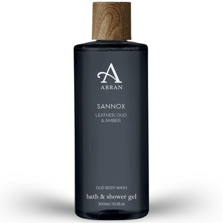 Arran Sense of Scotland Sannox Oud Body Wash (300ml) Luxury Scottish Shower Gel with Leather and Amber, enriched with Pro Vitamin B5 - Gift for Men & Women