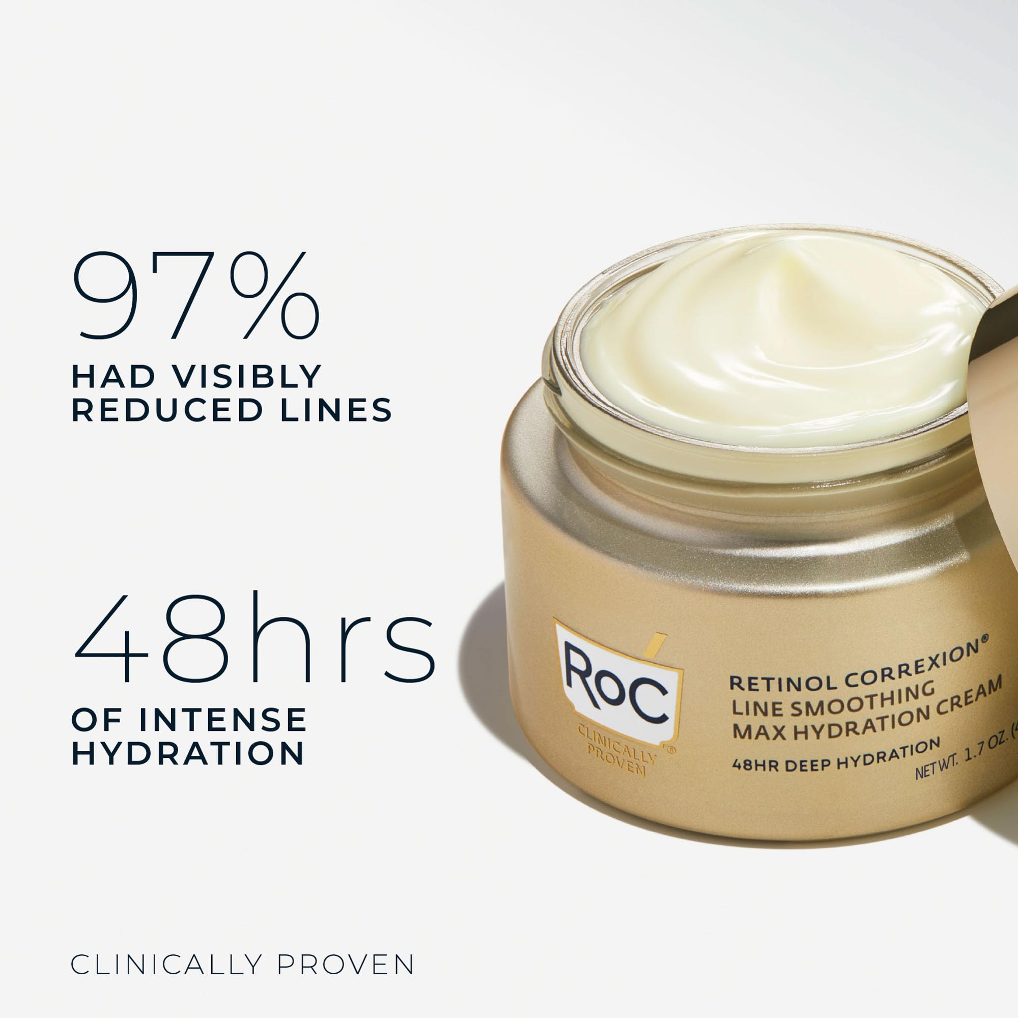 RoC Retinol Correxion Line Smoothing Max Hydration | Face Cream with Hyaluronic Acid, Anti-Wrinkle Moisturiser | 50 ml