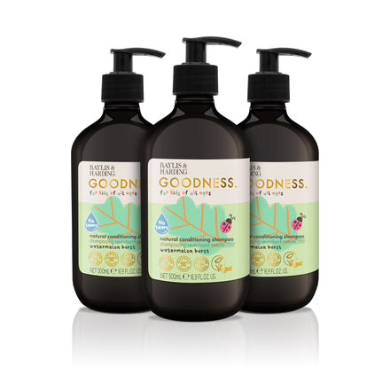 Baylis & Harding Goodness Kids Watermelon Burst No Tears Natural Conditioning Shampoo, 500 ml (Pack of 3) - Vegan Friendly